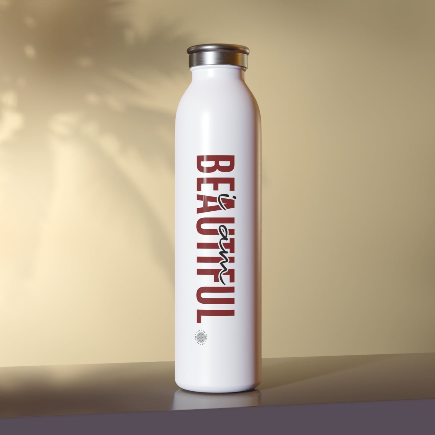 I Am Beautiful 20 oz water bottle white