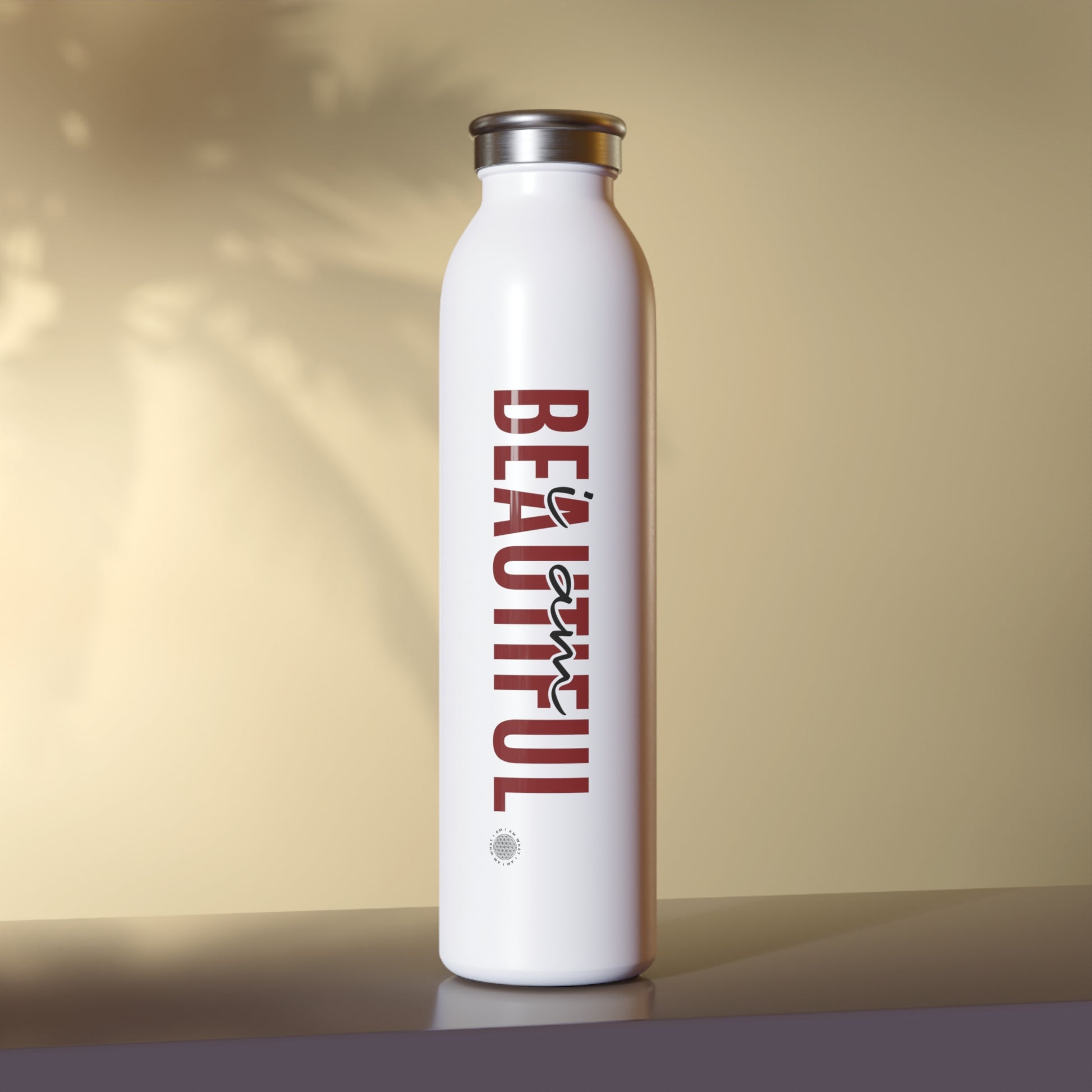 I Am Beautiful 20 oz water bottle white