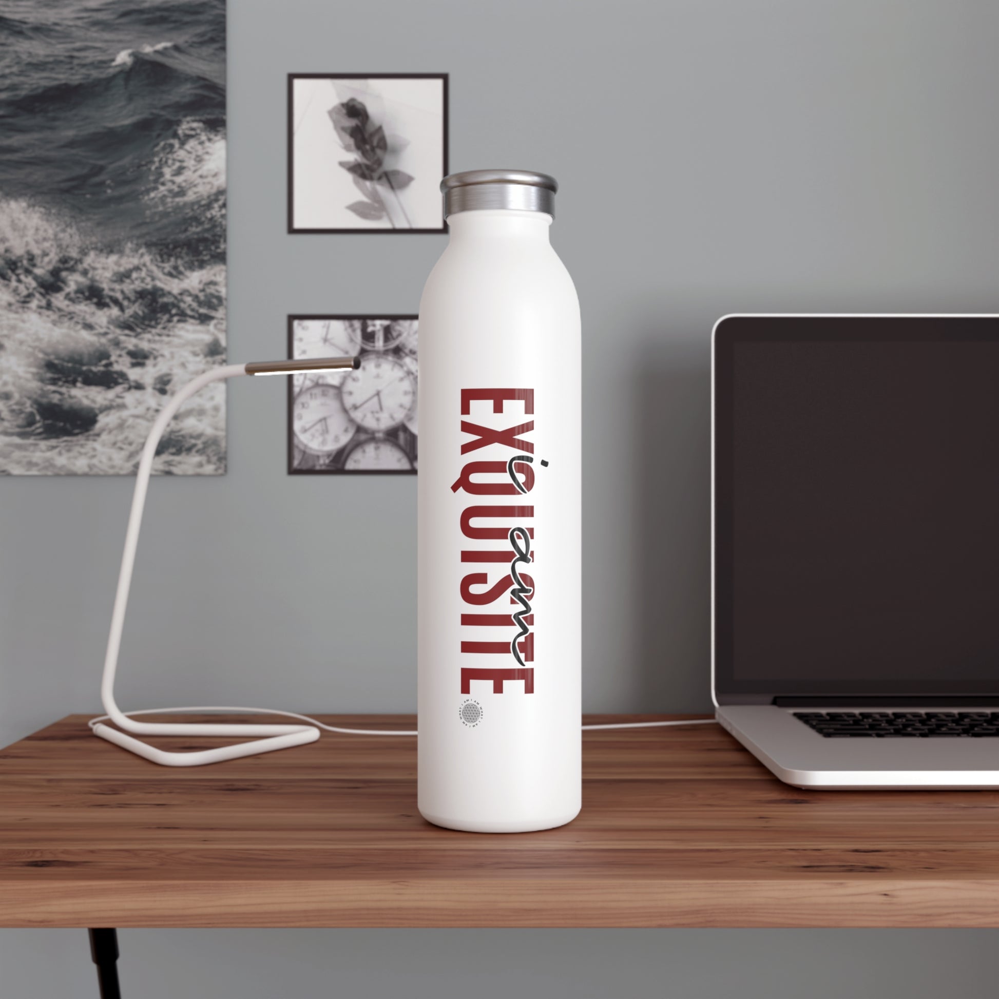 I Am Exquisite 20 oz water bottle white