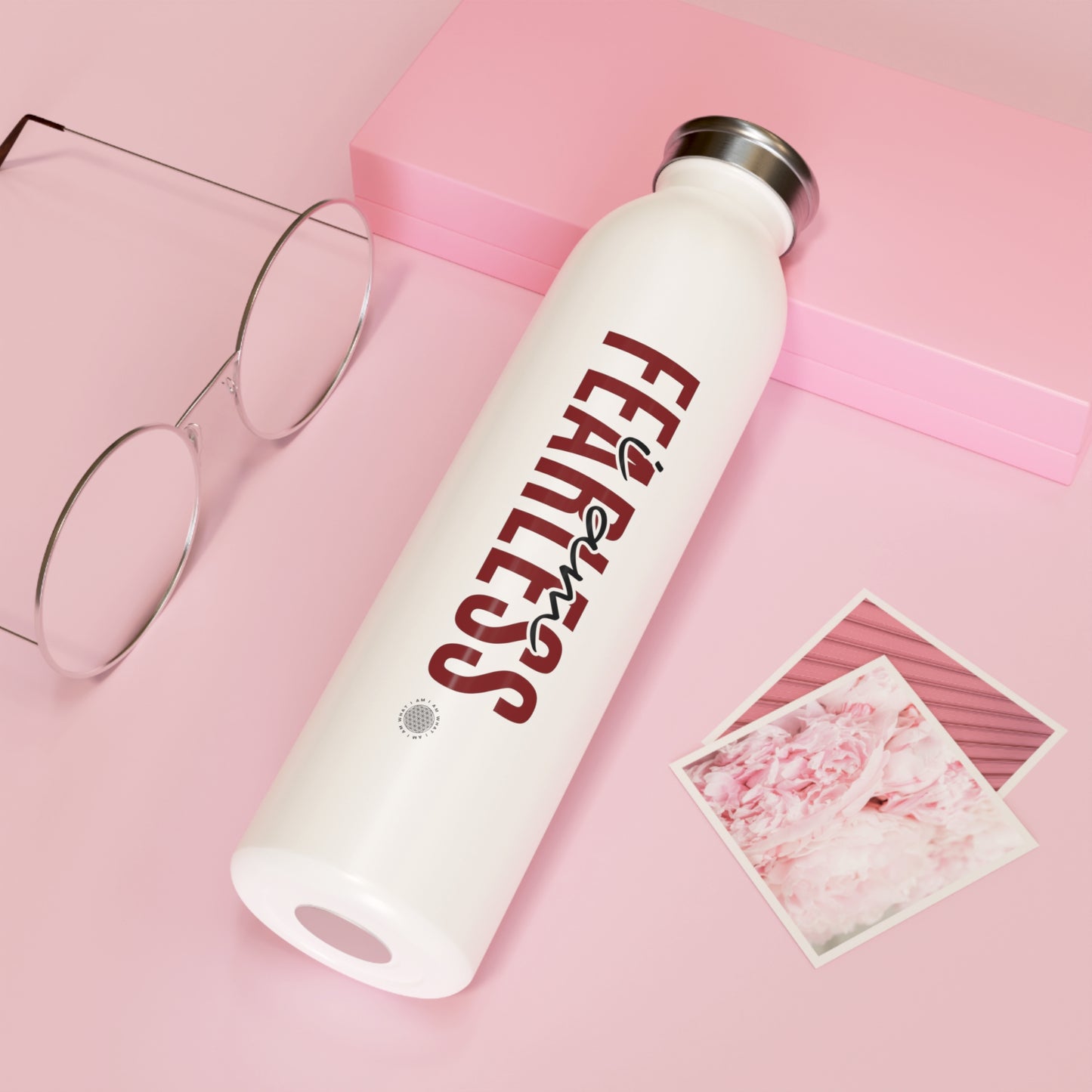 I Am Fearless 20 oz water bottle white