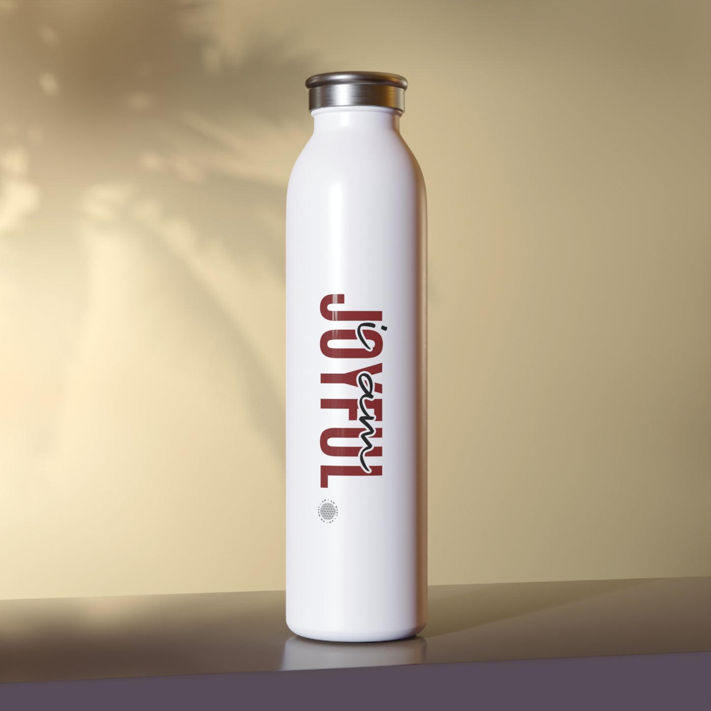 I Am Joyful 20 oz water bottle white