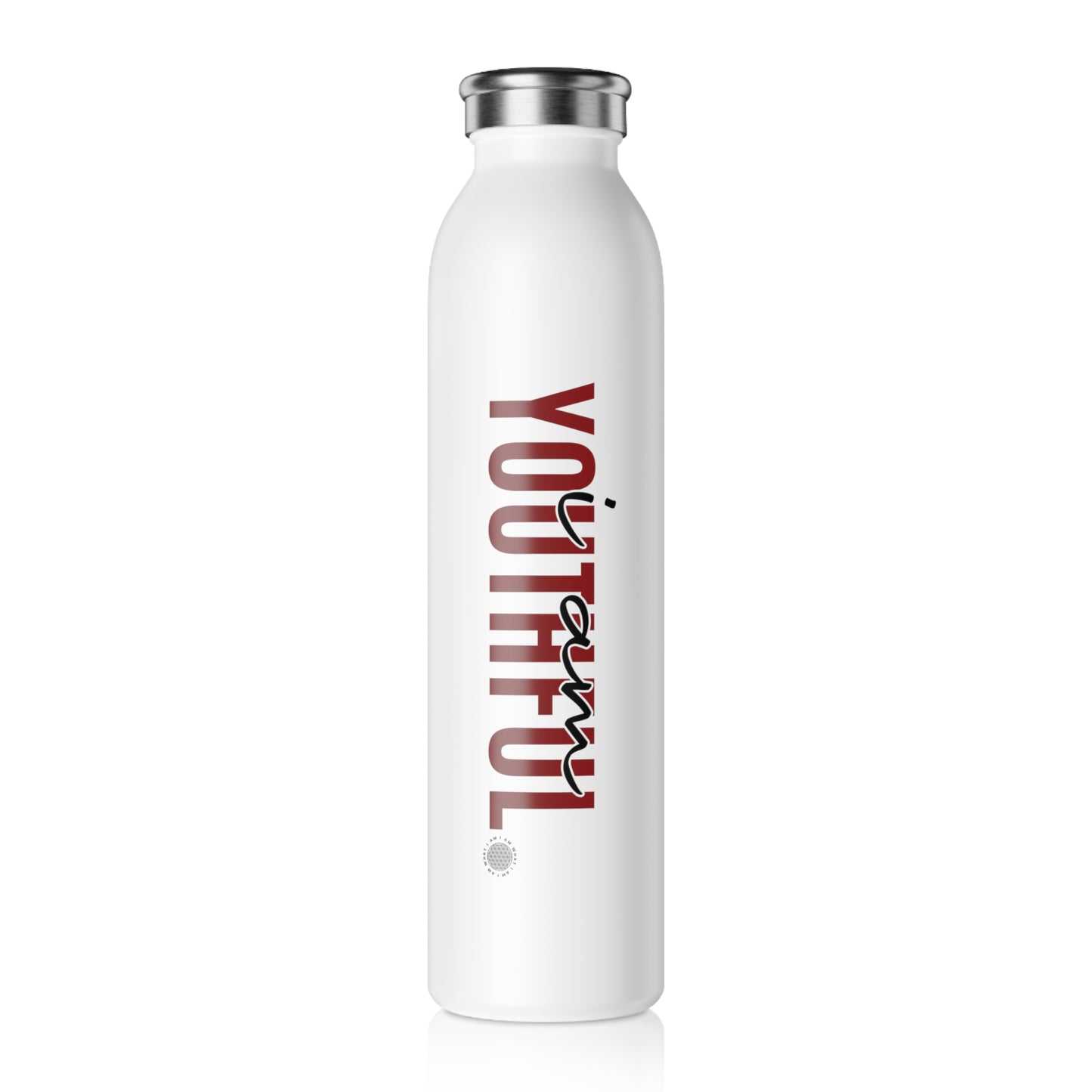 I Am Youthful 20 oz water bottle white
