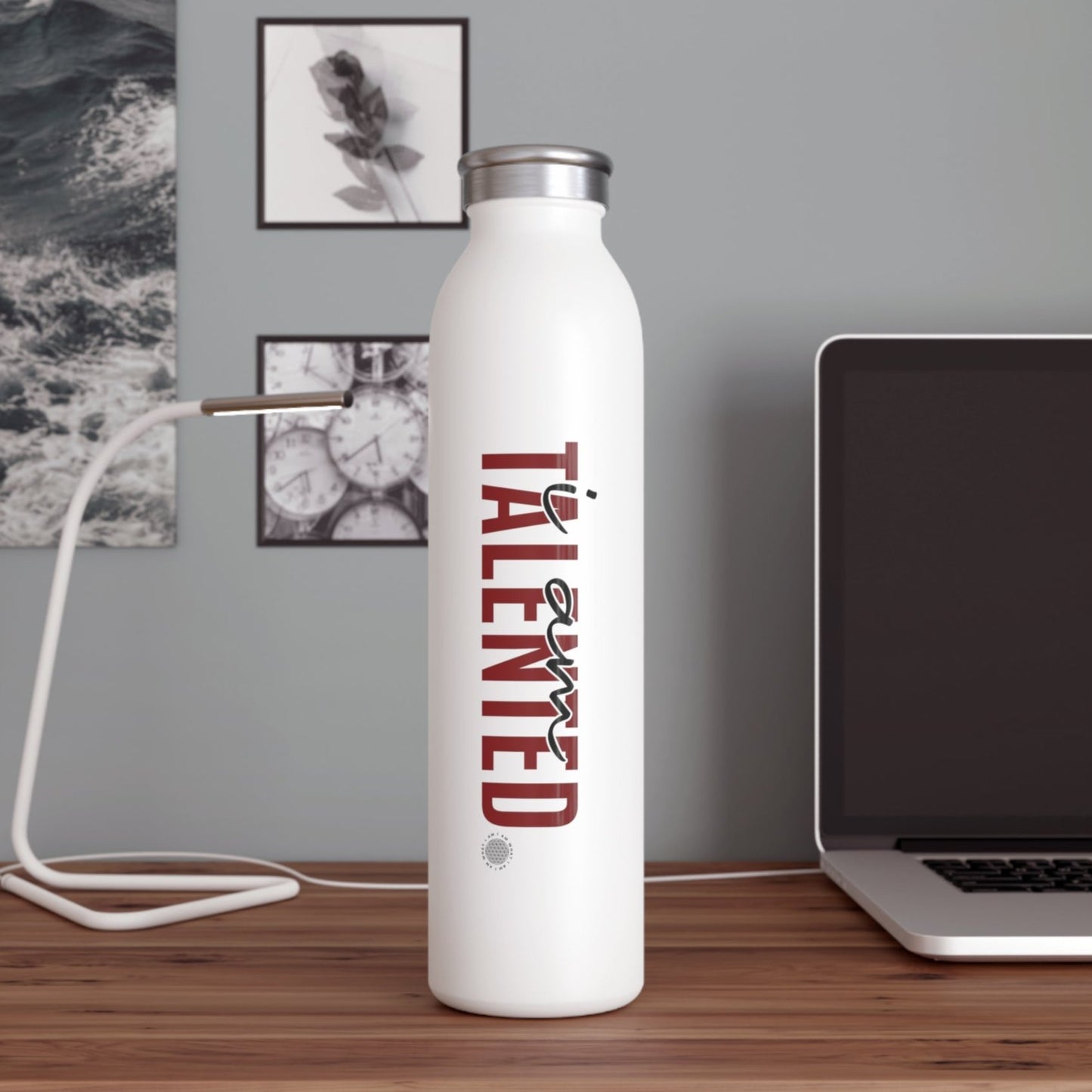 I Am Talented 20 oz water bottle white