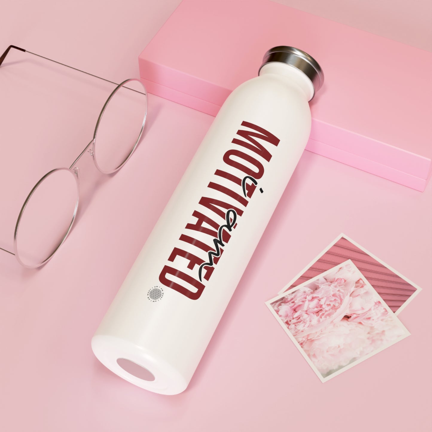 I Am Motivated 20 oz water bottle white