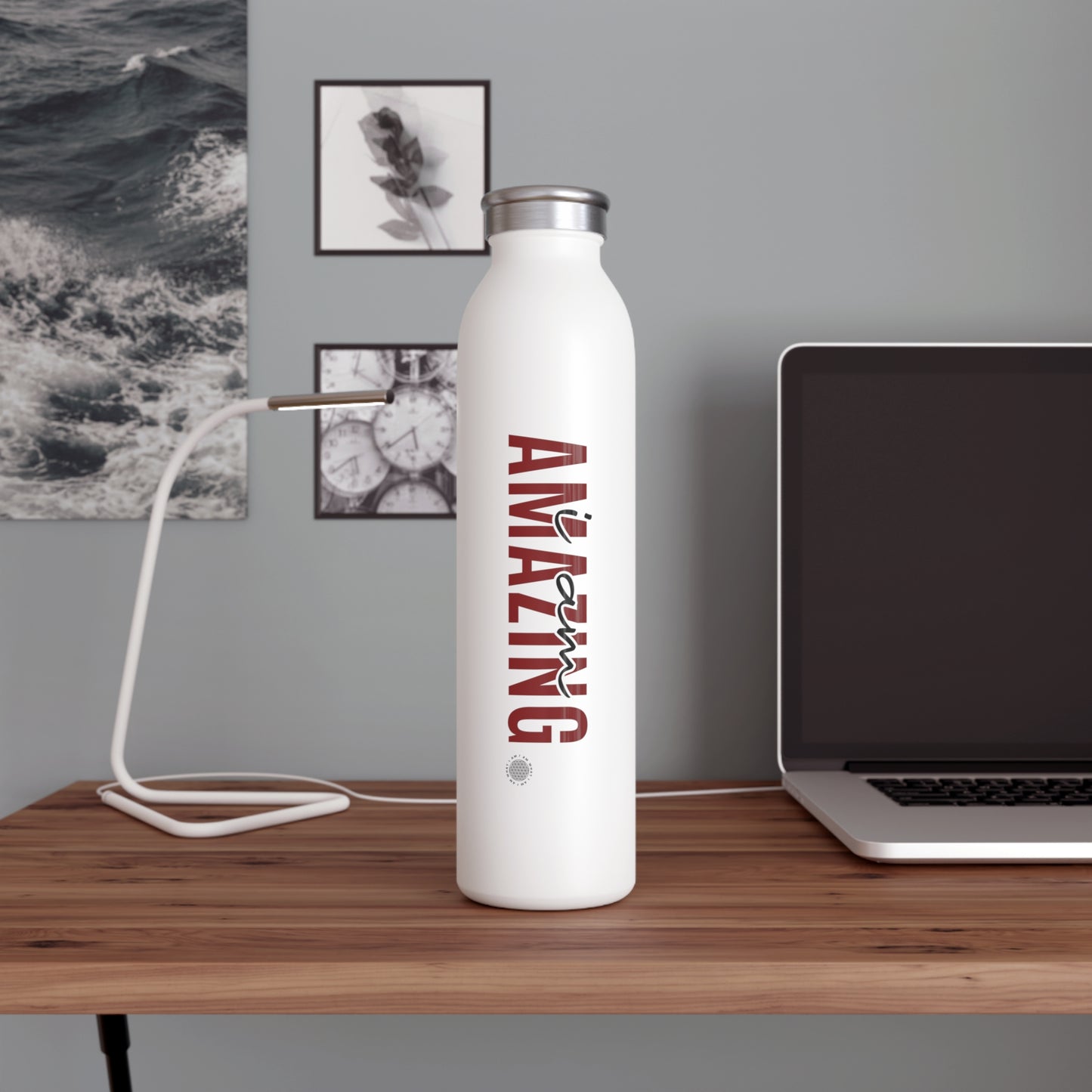 I Am Amazing 20 oz water bottle white