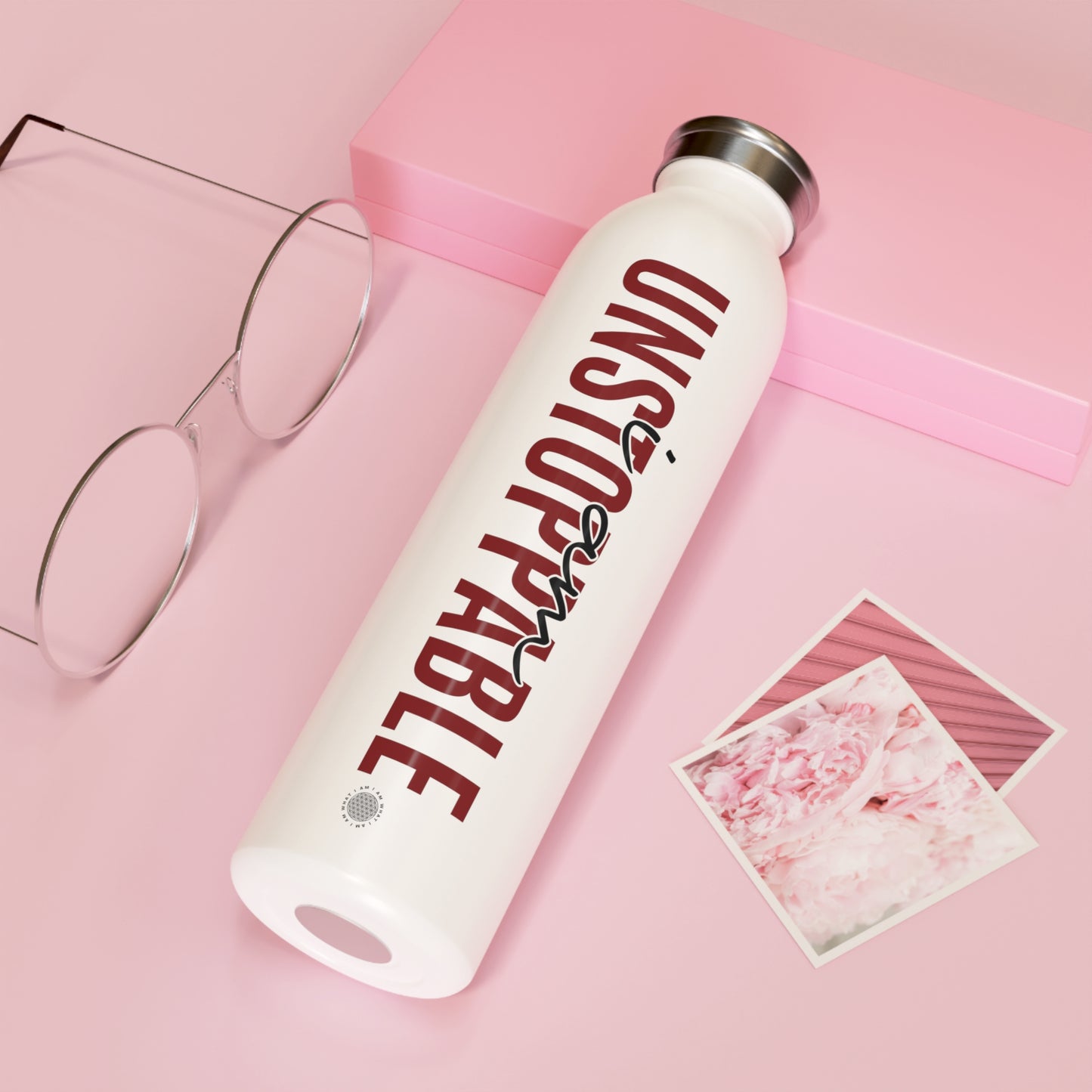 I Am Unstoppable 20 oz water bottle white