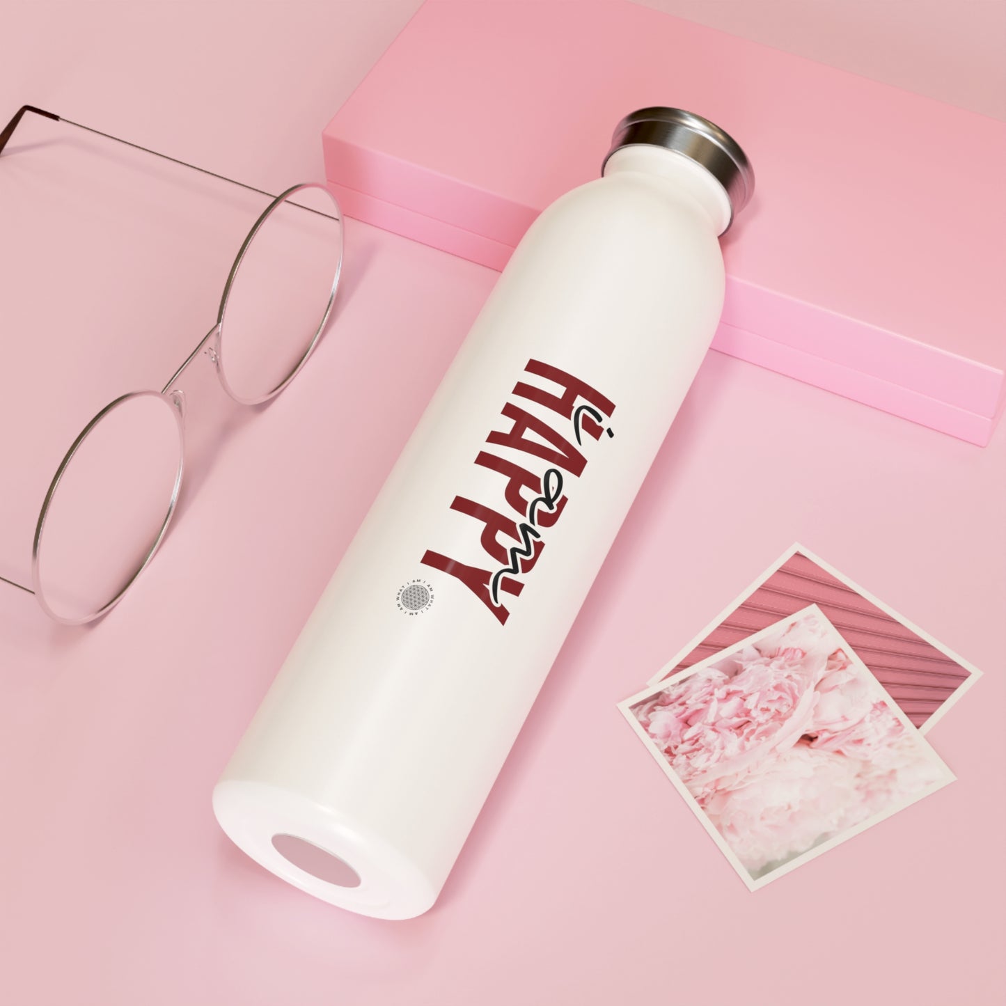 Our I Am Happy affirmation water bottle is one of our positive affirmations for mental health. Positive thinking keeps our mindset happy and healthy. This personalized water bottle was designed to become a creator’s favorite canvas of expression.