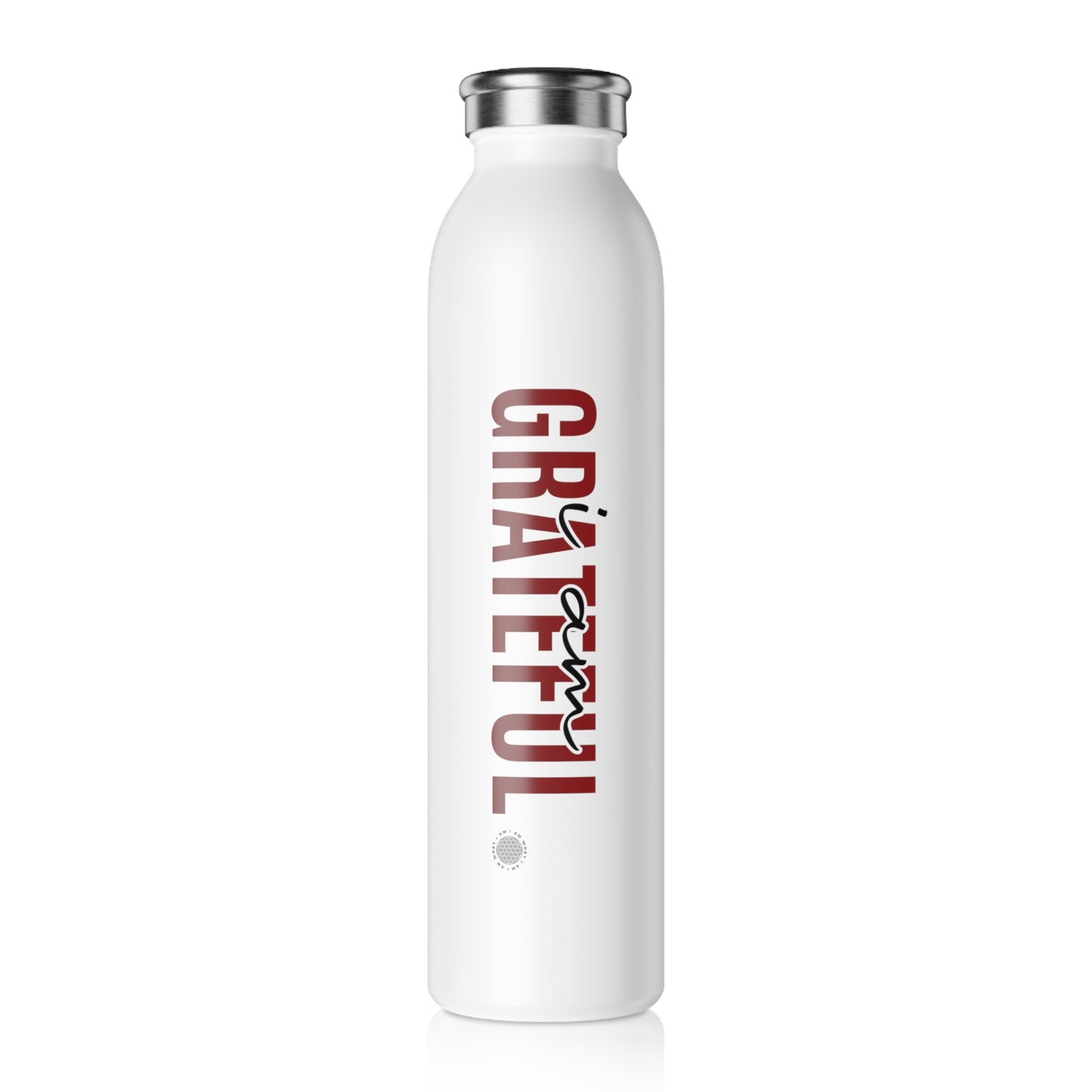 I Am Grateful 20 oz water bottle white