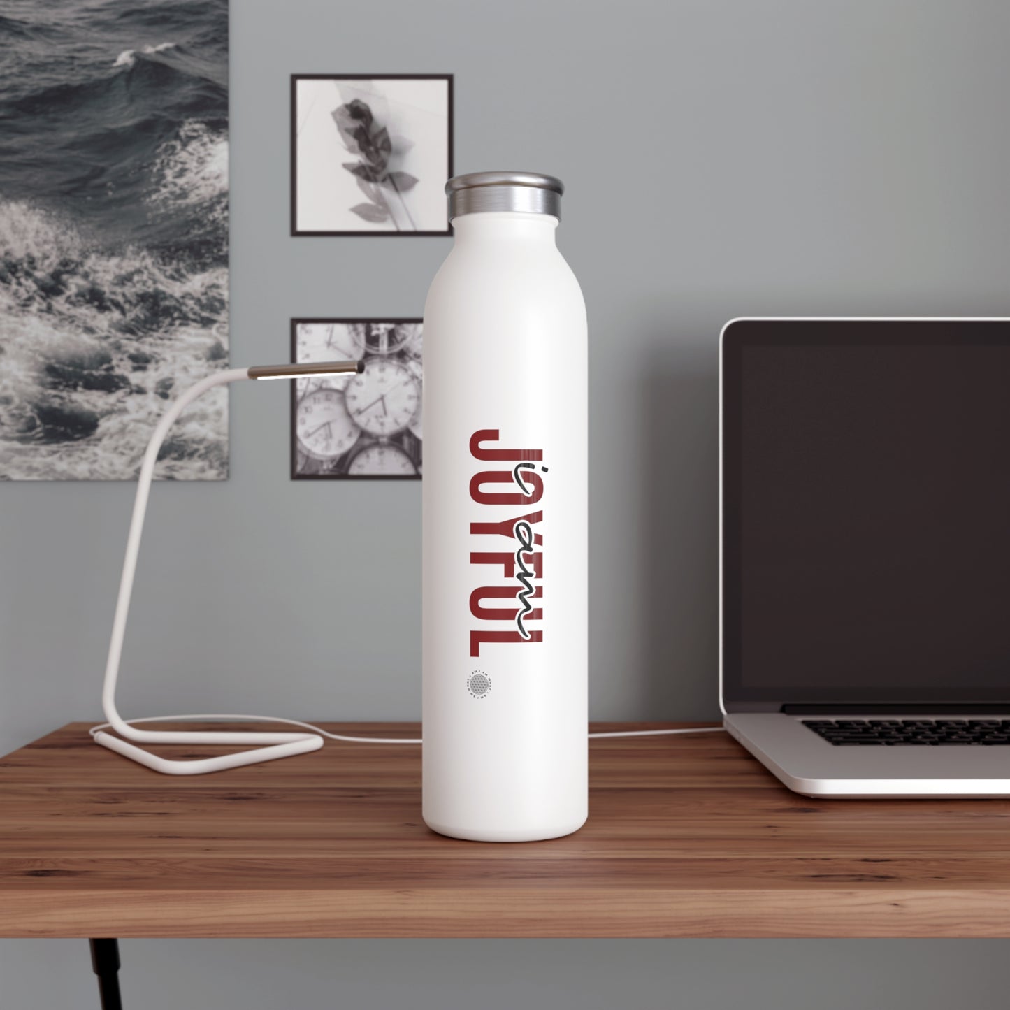 I Am Joyful 20 oz water bottle white