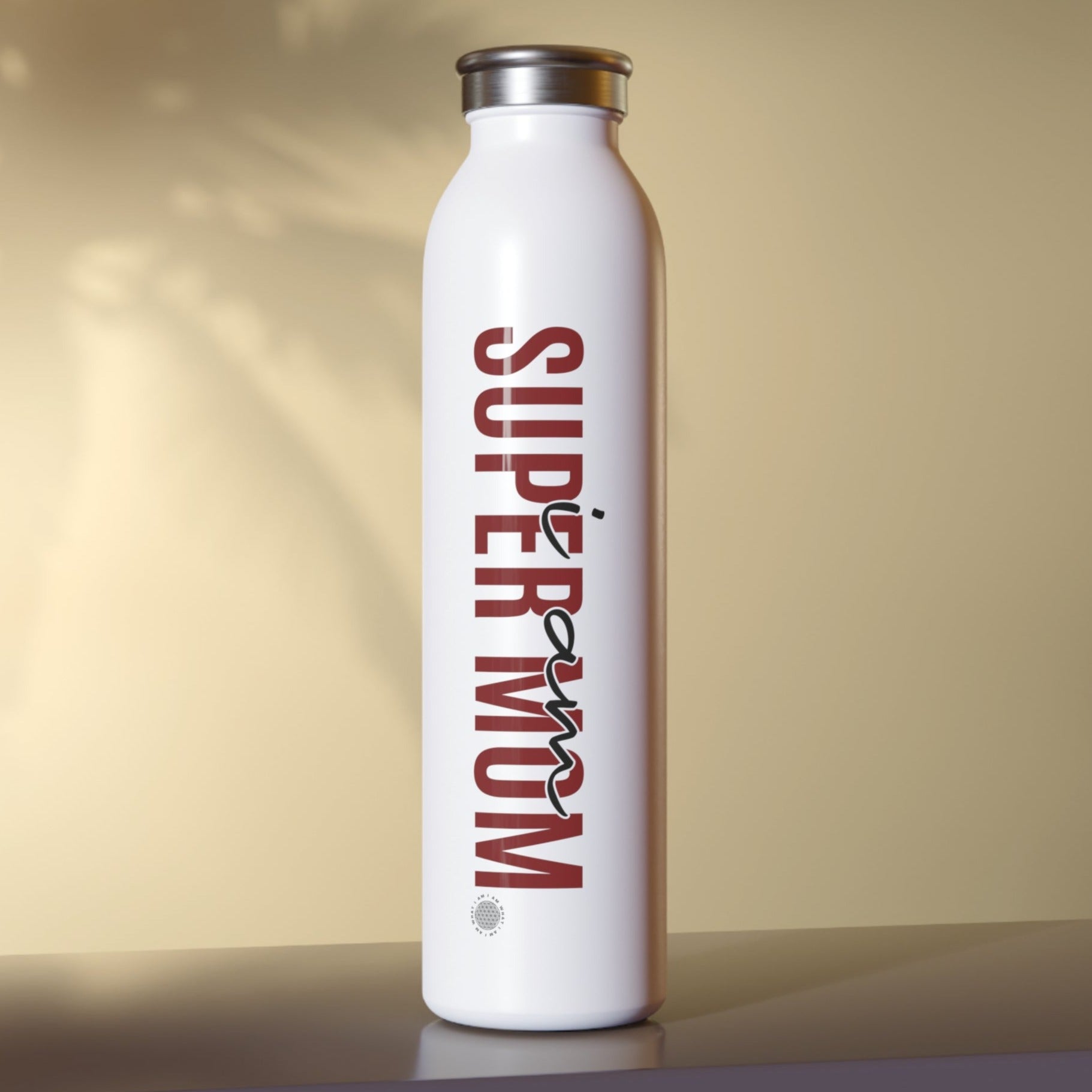 I Am Super Mom 20 oz water bottle white