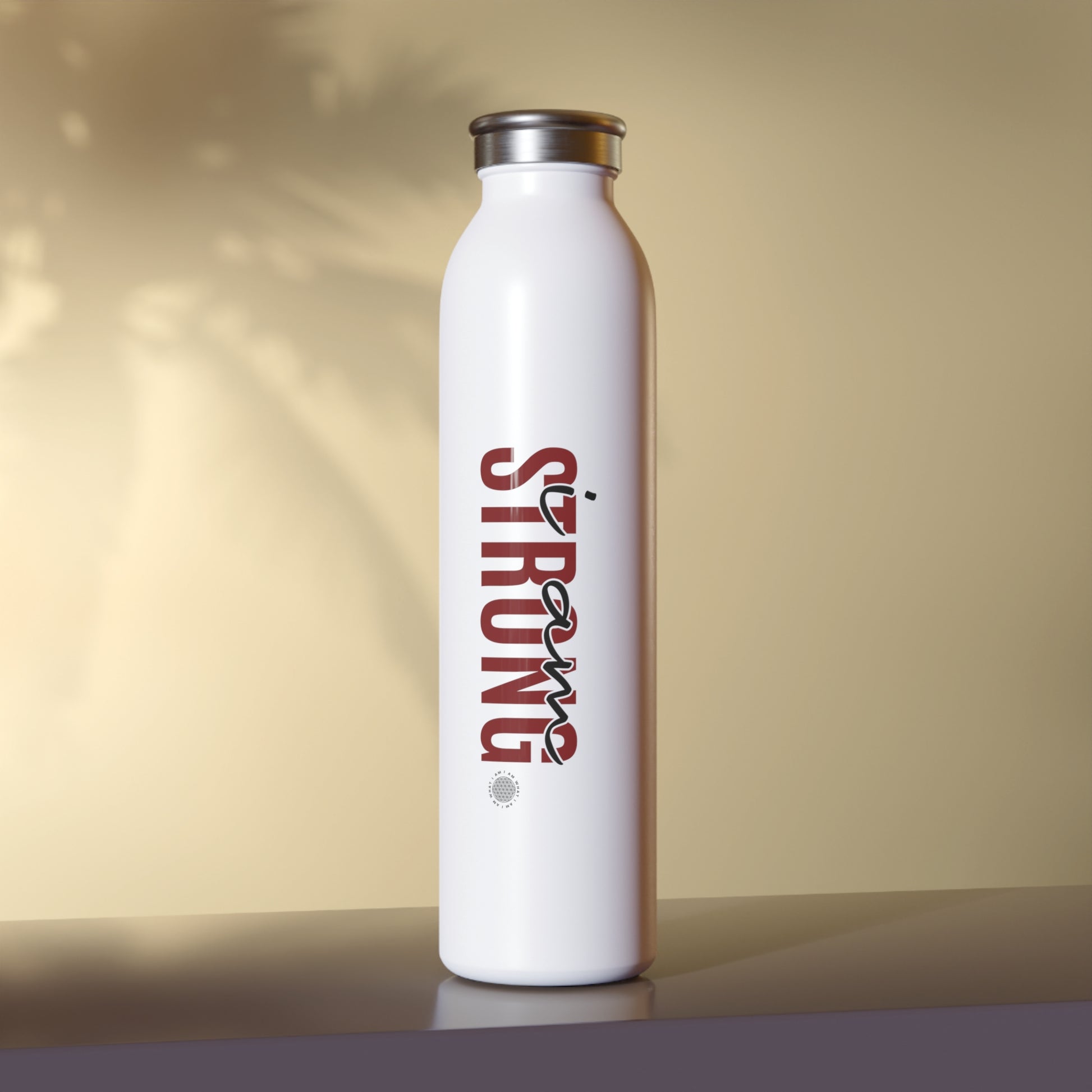 I Am Strong 20 oz water bottle white