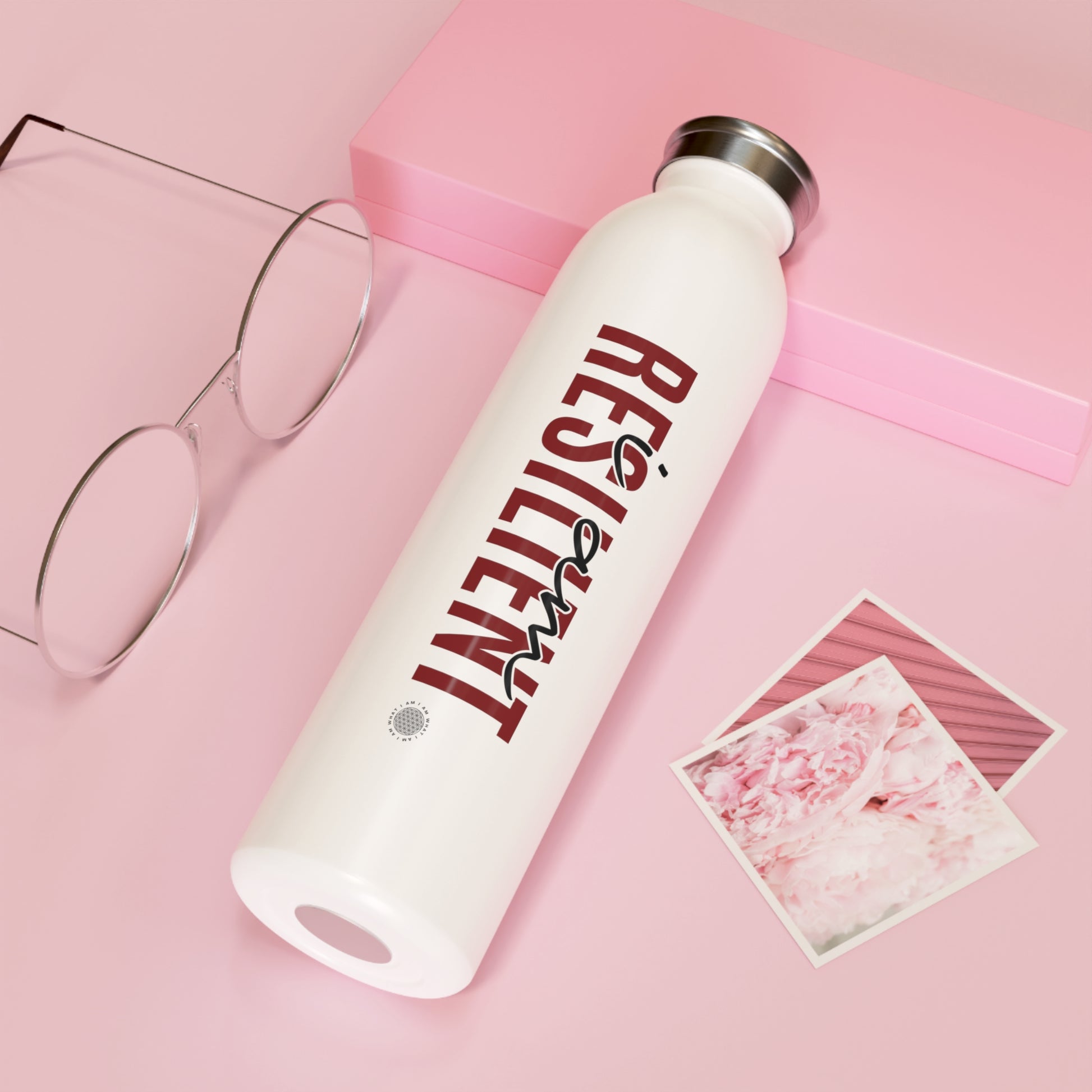 I Am Resilient 20 oz water bottle white