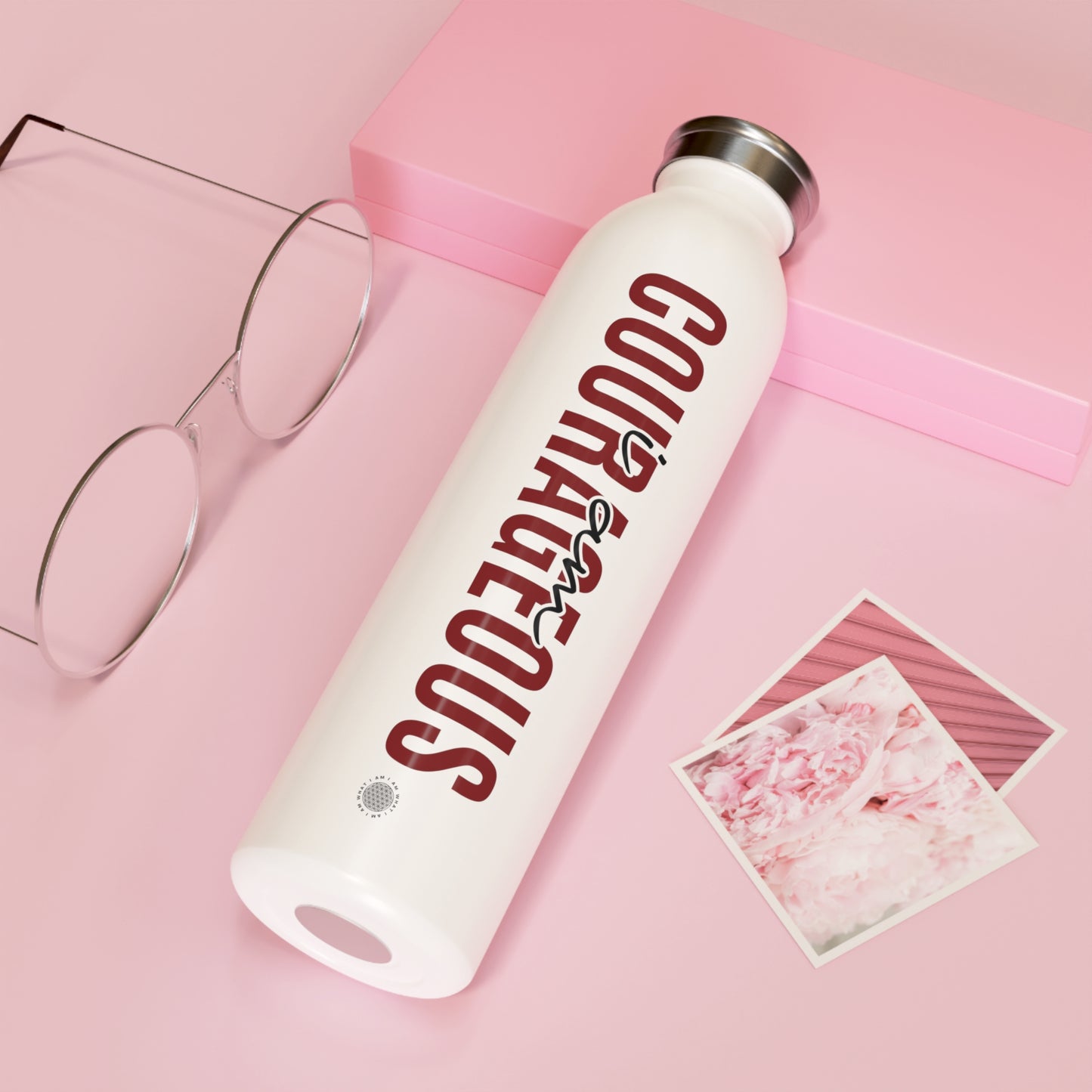 Our I Am Courageous affirmation water bottle is one of our positive affirmations for mental health. Positive thinking keeps our mindset happy and healthy. This personalized water bottle was designed to become your favorite canvas of expression.