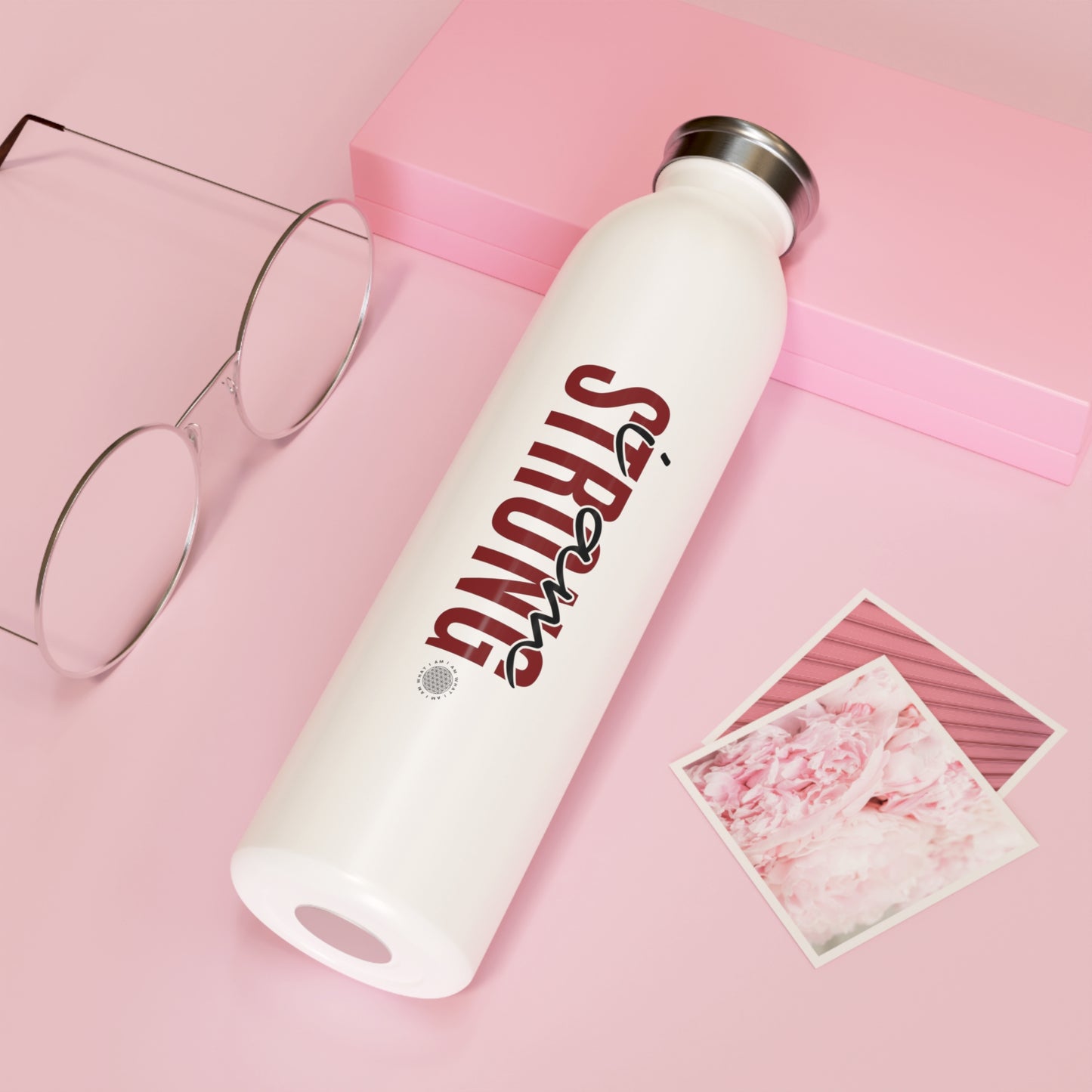 I Am Strong 20 oz water bottle white