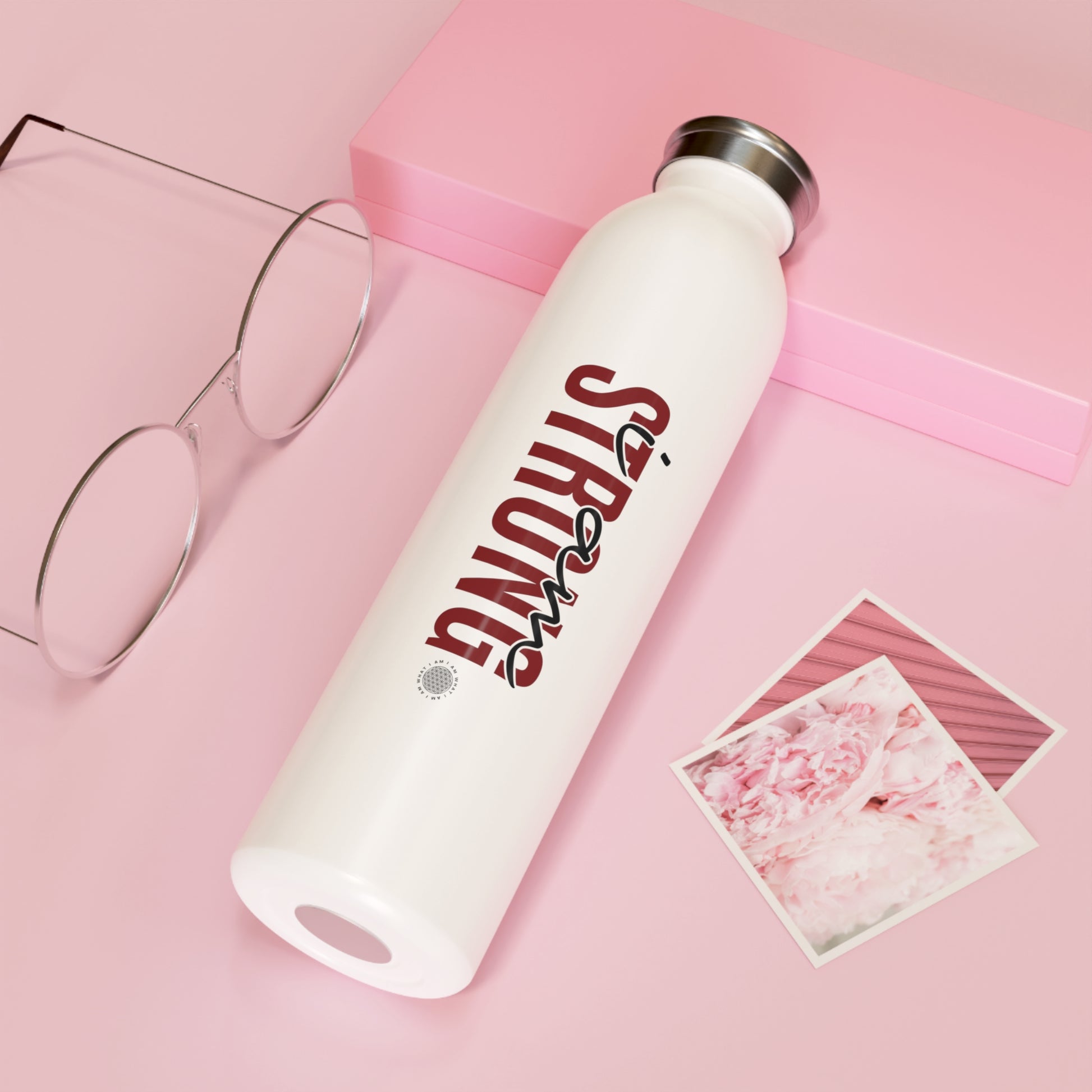 I Am Strong 20 oz water bottle white