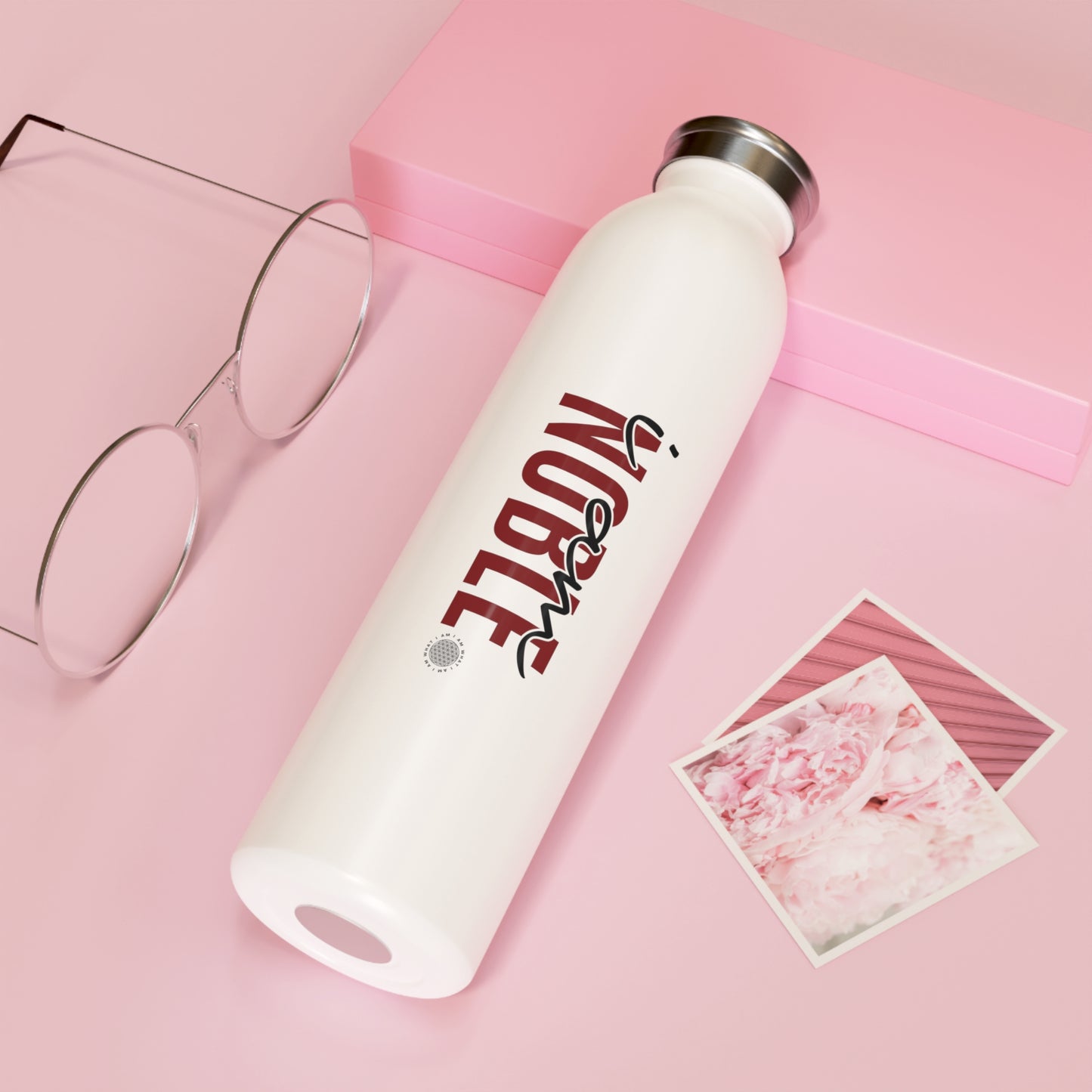I Am Noble 20 oz water bottle white