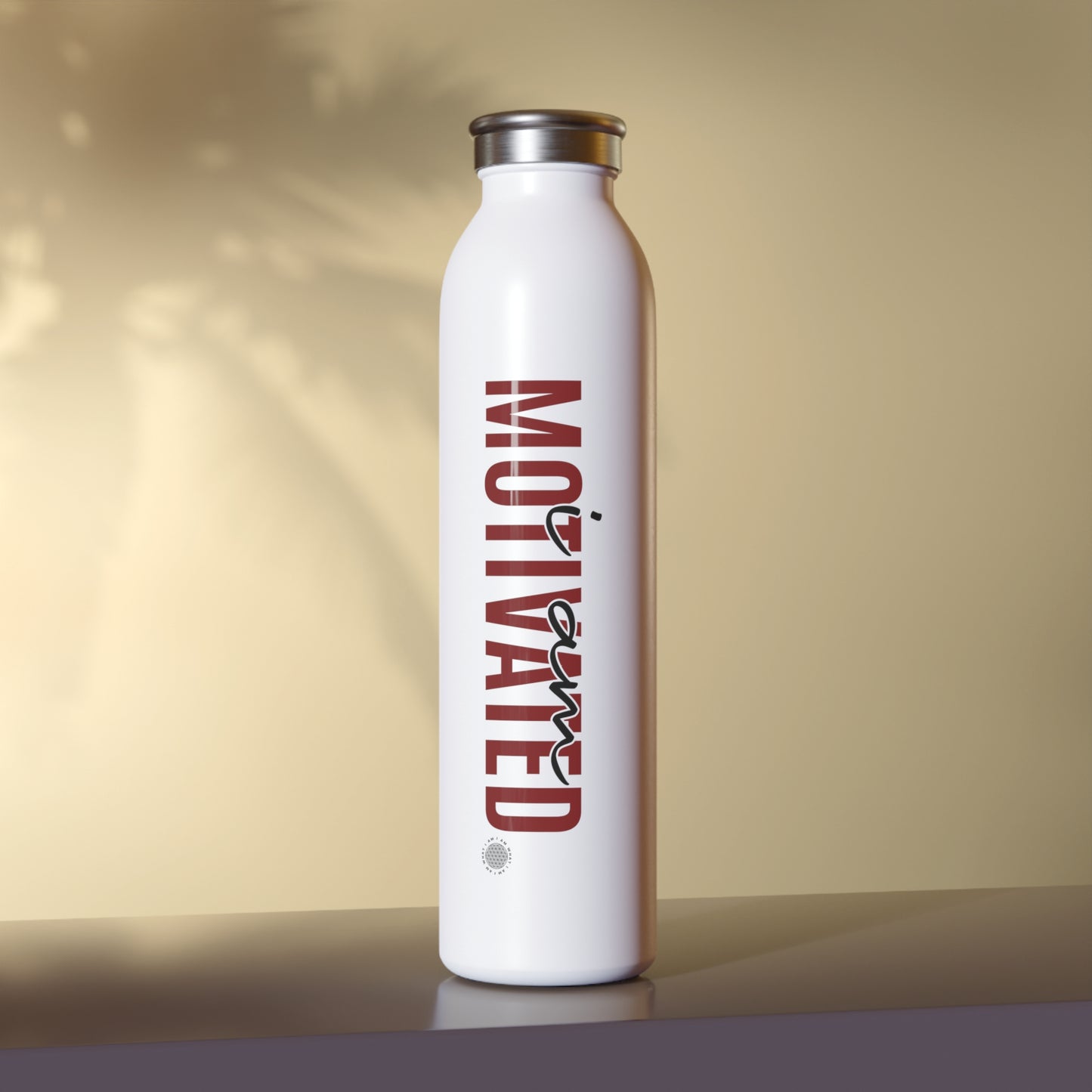 I Am Motivated 20 oz water bottle white