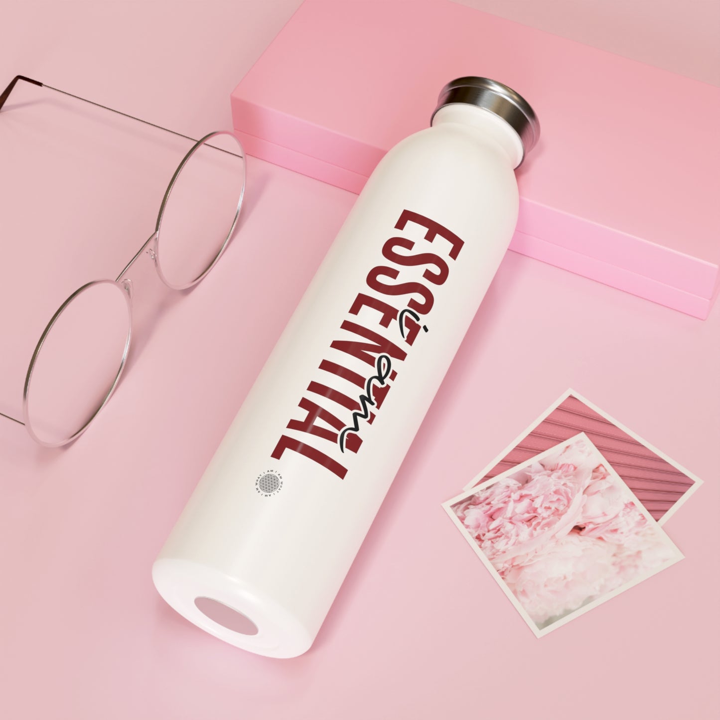 I Am Essential 20 oz water bottle white