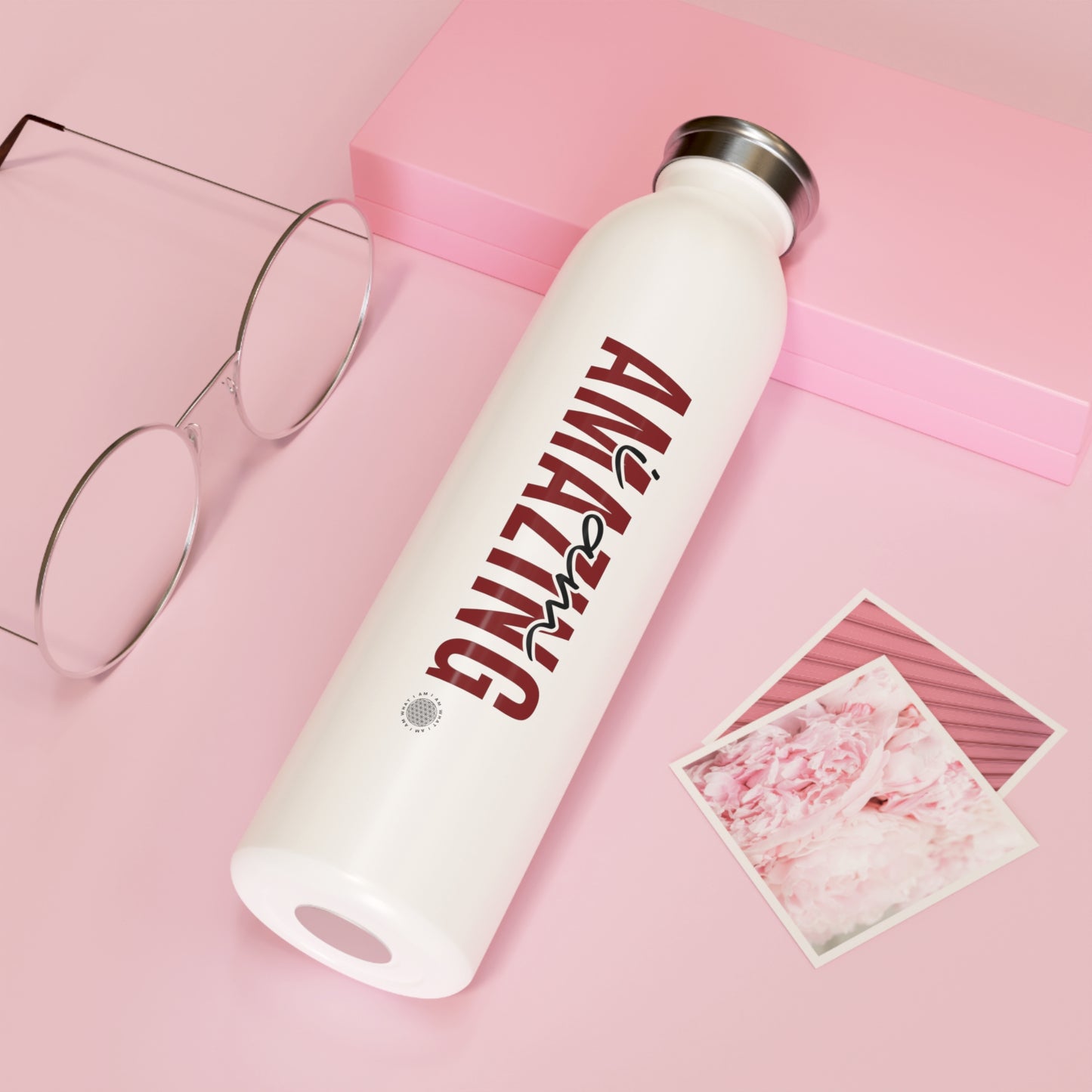 I Am Amazing 20 oz water bottle white