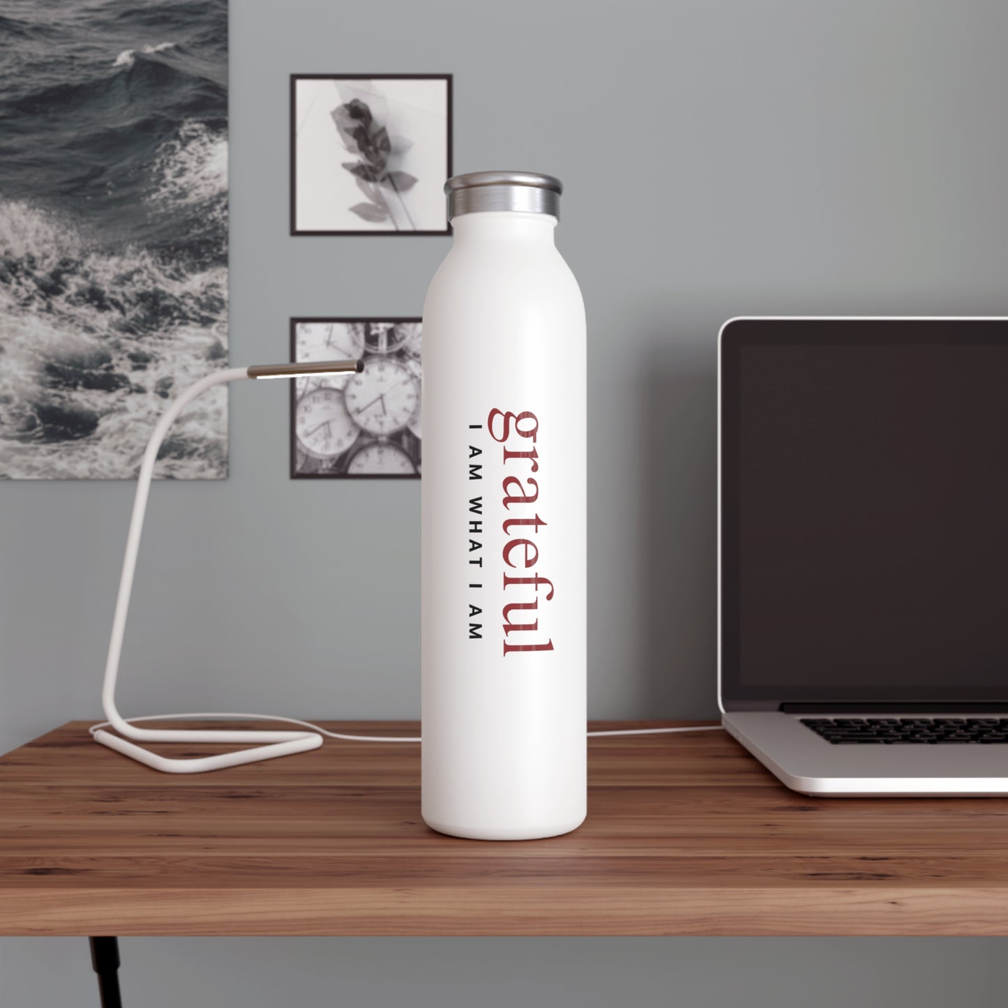 Grateful Affirmation Slim Water Bottle