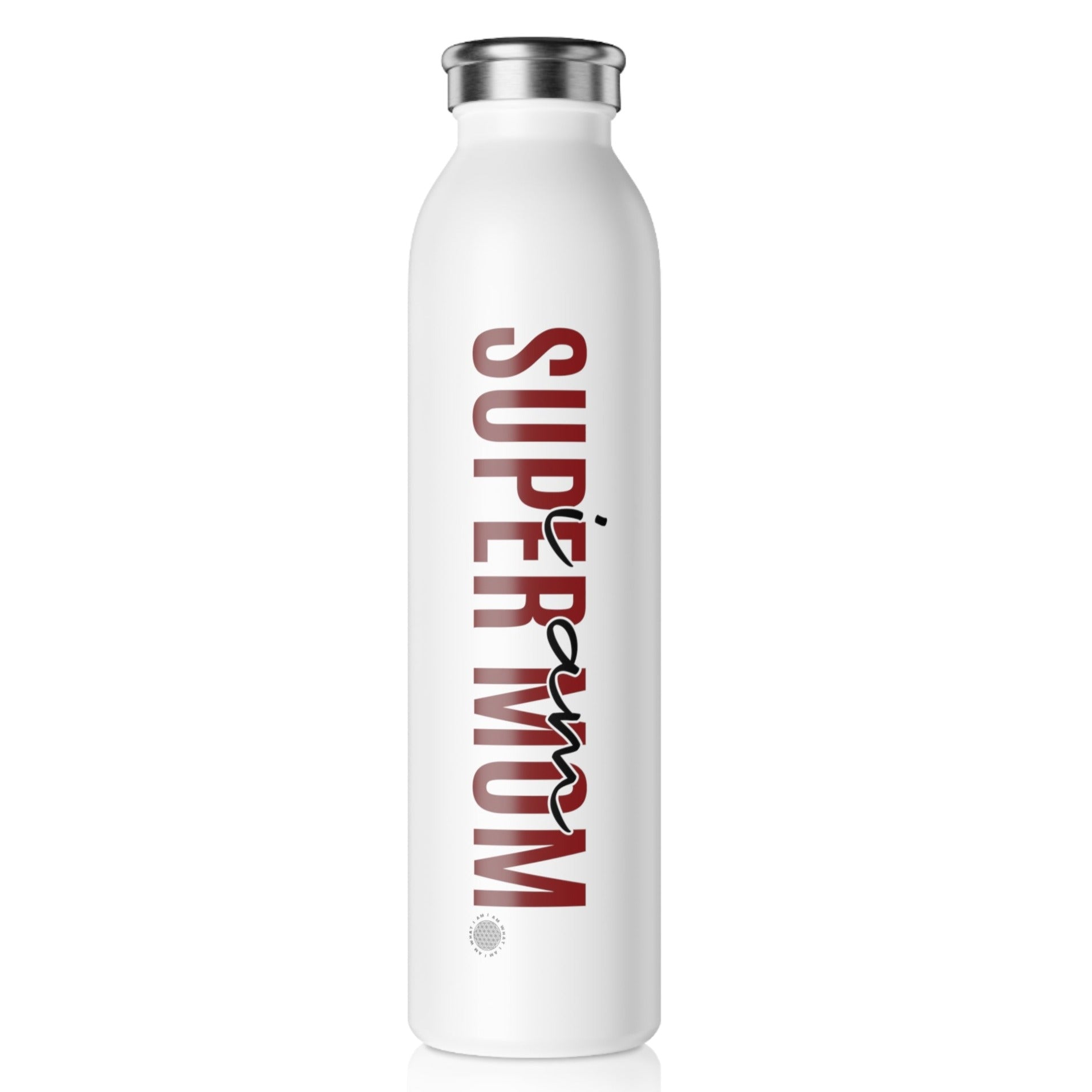 I Am Super Mom 20 oz water bottle white
