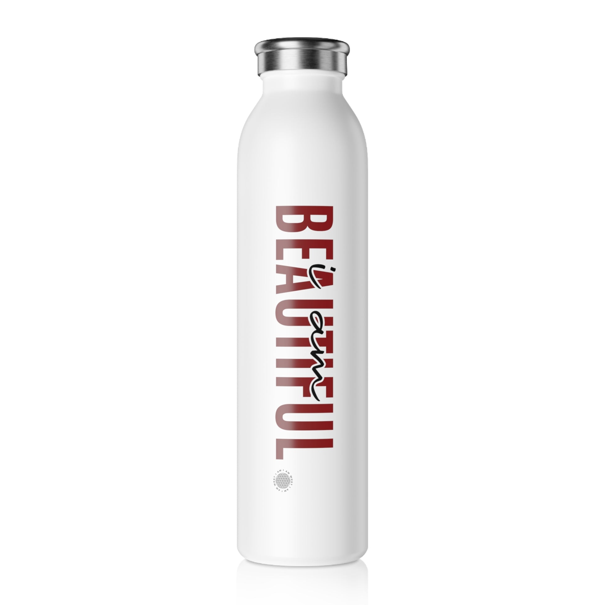 I Am Beautiful 20 oz water bottle white