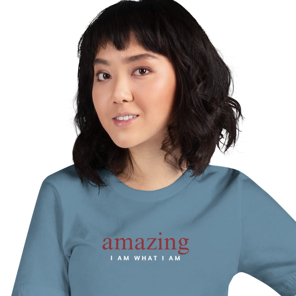 amazing affirmation unisex t-shirt steel blue
