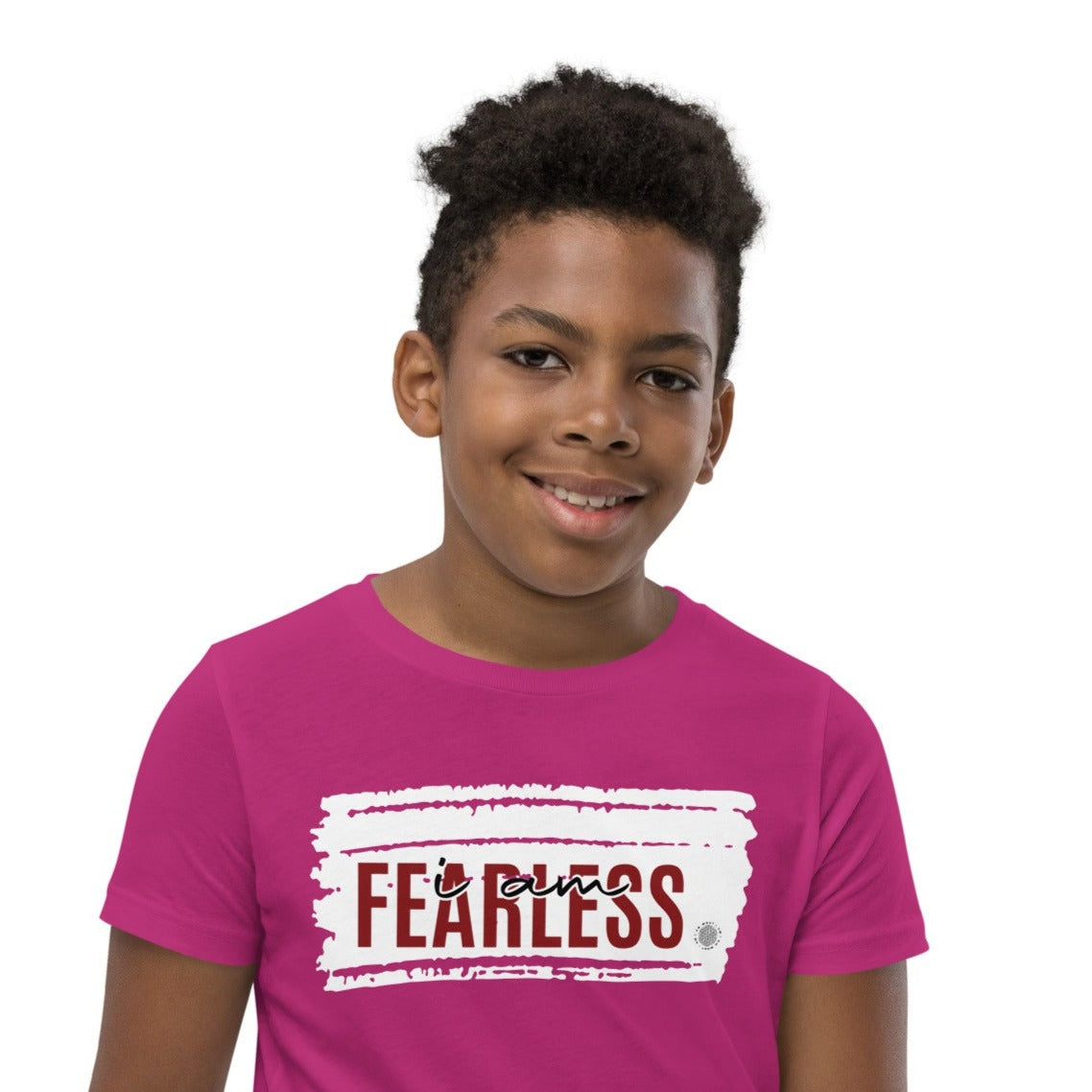 Our ‘I Am Fearless’ affirmation youth t-shirt describes your son or daughter who is set on rock climbing, snowboarding or joining the debate team. Your child has no fear. Motivational quotes build their confidence.