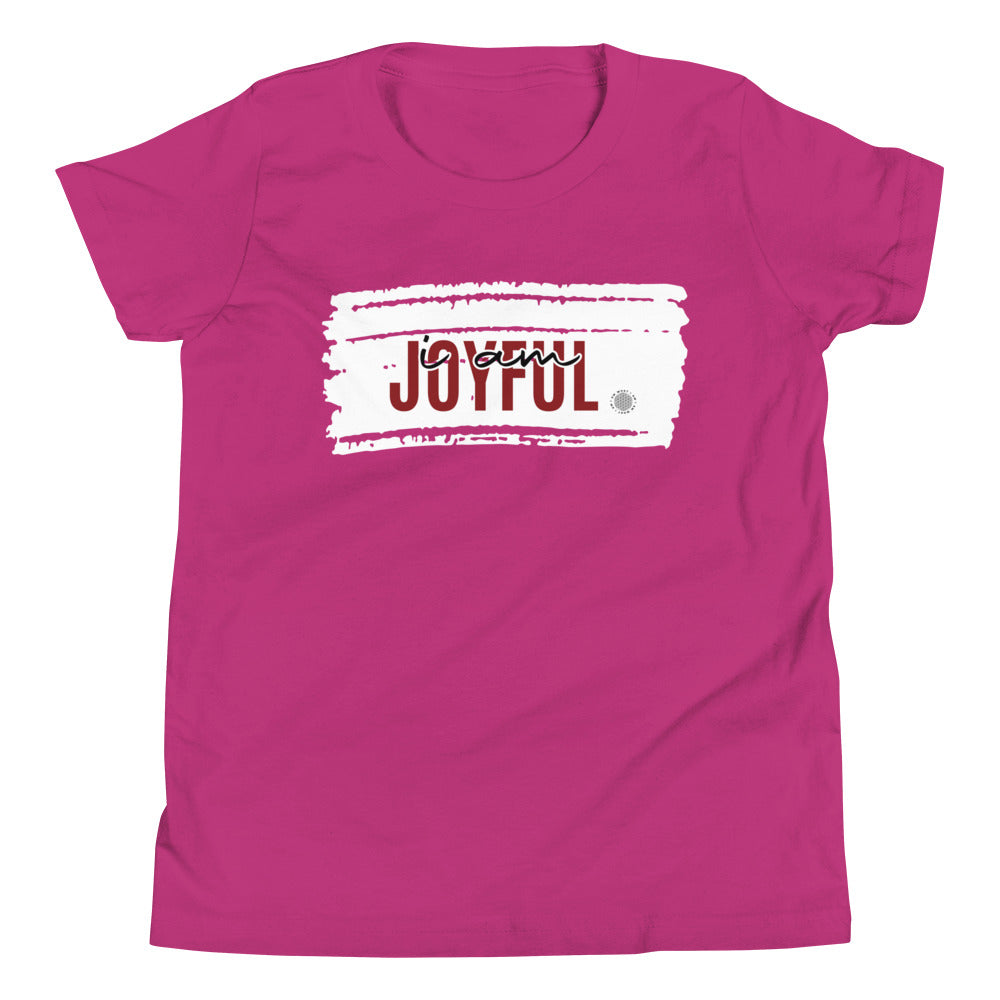 Our ‘I Am Joyful’ affirmation youth t-shirt describes your son or daughter who is just enjoying all the love coming their way. They find fun in joining clubs and youth groups. Your child is ready for a good time every day.