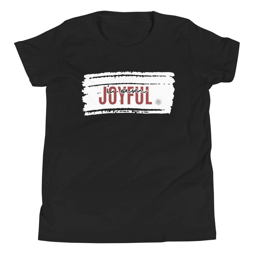 Our ‘I Am Joyful’ affirmation youth t-shirt describes your son or daughter who is just enjoying all the love coming their way. They find fun in joining clubs and youth groups. Your child is ready for a good time every day.