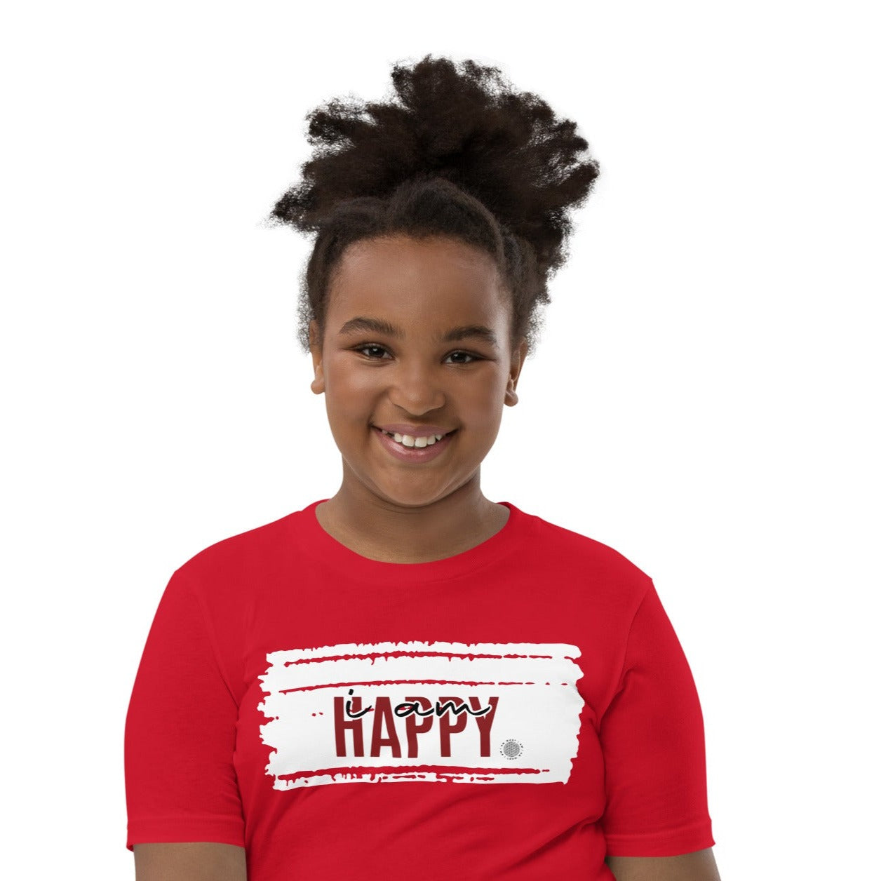 Our ‘I Am Happy’ affirmation youth t-shirt describes all the joy in your son or daughter.  Positive affirmations for kids will continue to joy and inspiration to you son or daughter. Positive affirmations can lead to positive thoughts.