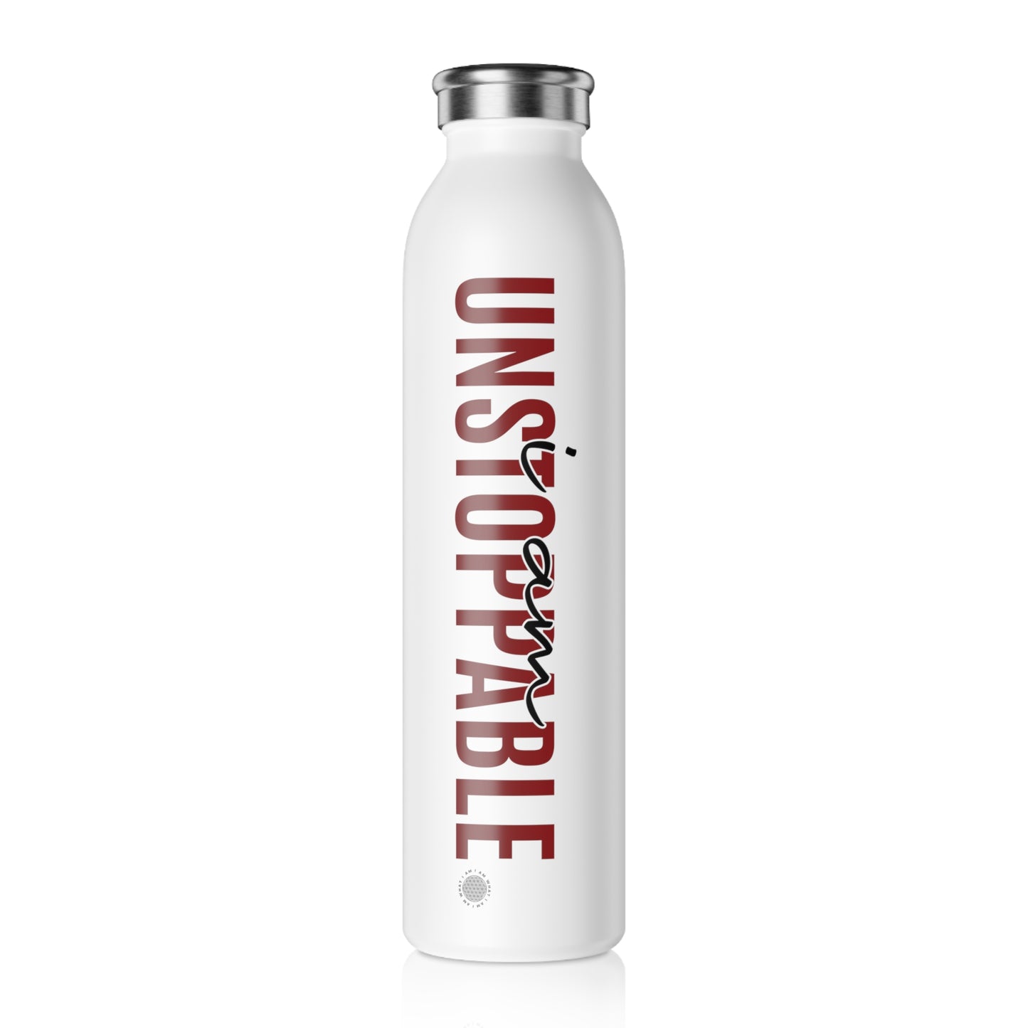 Our I Am Unstoppable affirmation water bottle is perfect for reminding you that nothing will get in your way. Motivational quotes are great to keep you on track. This personalized water bottle was designed to become a creator’s favorite canvas of expression.