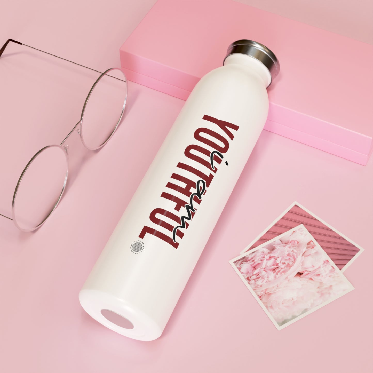Our I Am Youthful Slim Water Bottle is the perfect companion for your active lifestyle. This sleek and stylish water bottle is designed to fit comfortably in your hand and features a slim profile that fits easily into your bag or backpack