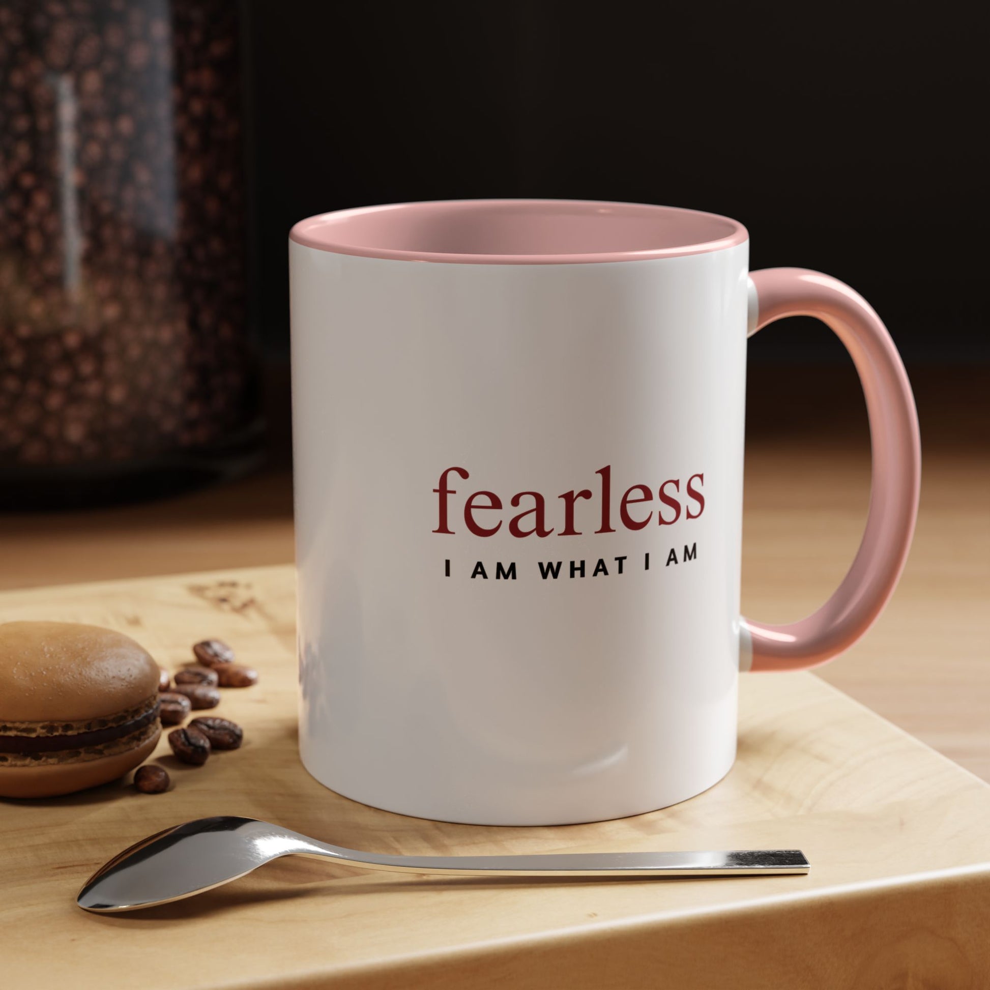 pink and white fearless 11 oz mug