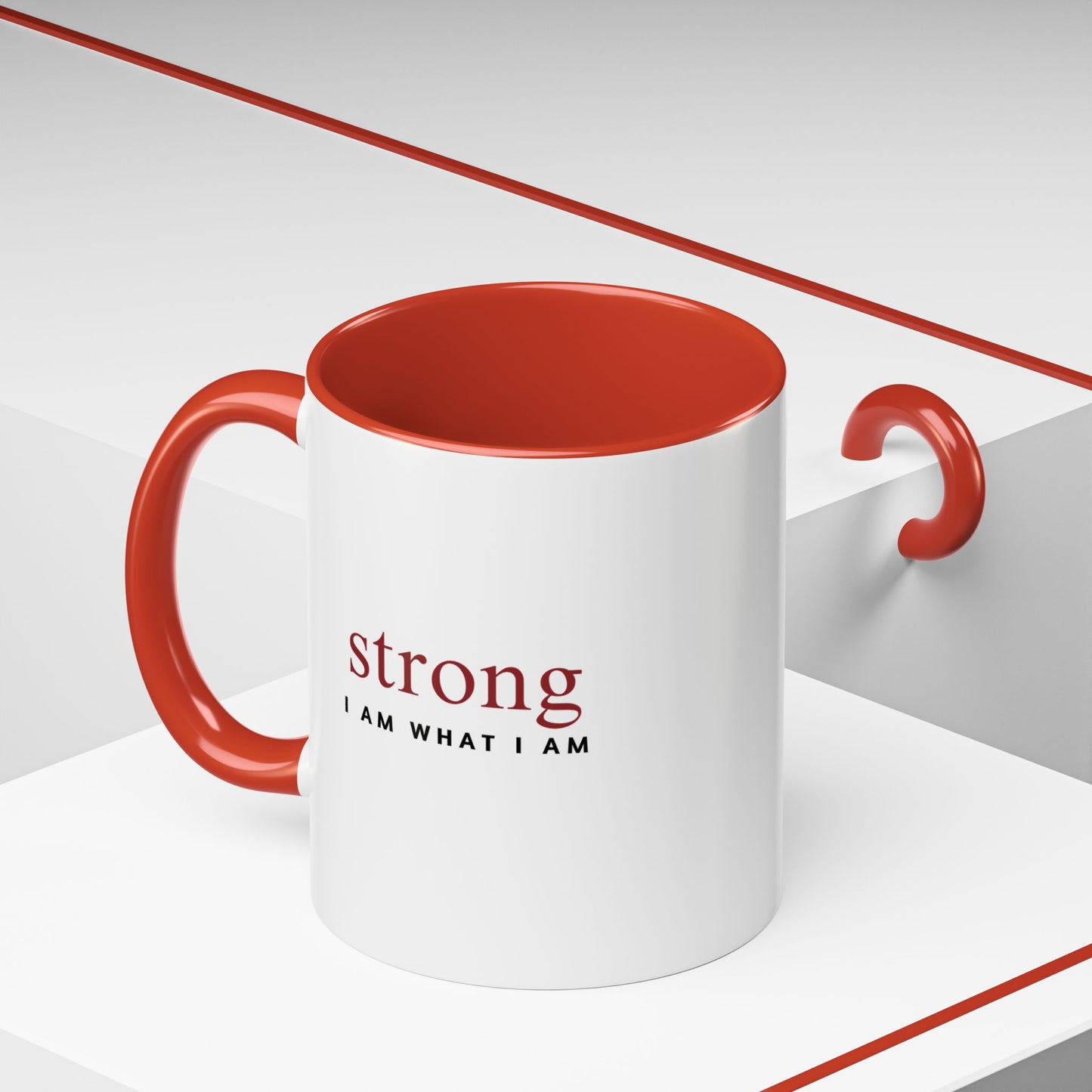 red and white strong 11 oz mug