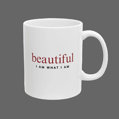 White mug with motivational text on a white background