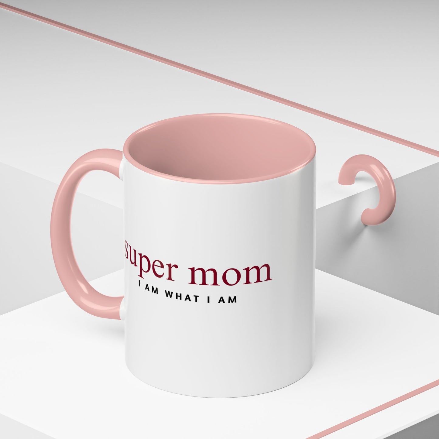 pink and white super mom 11 oz mug