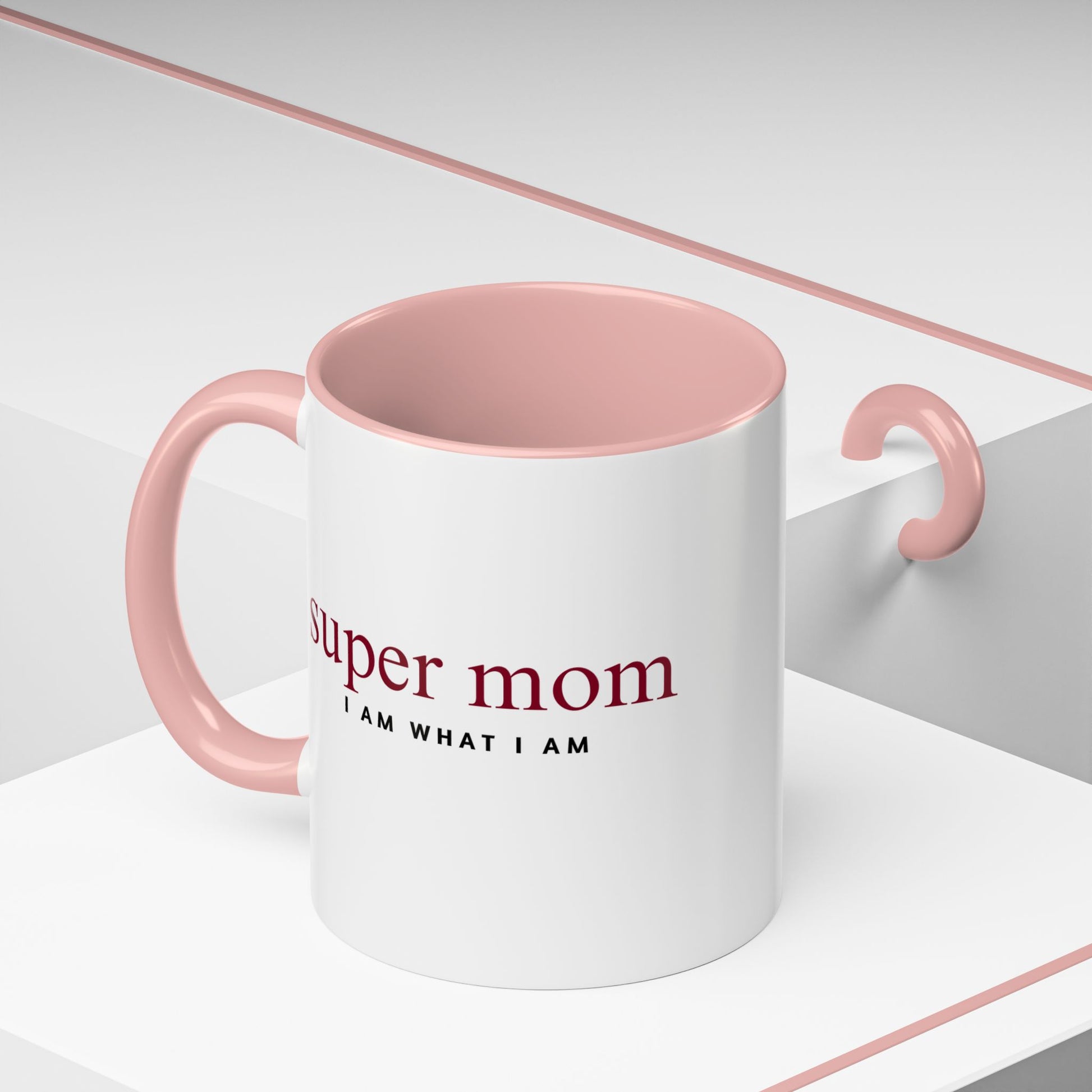 pink and white super mom 11 oz mug