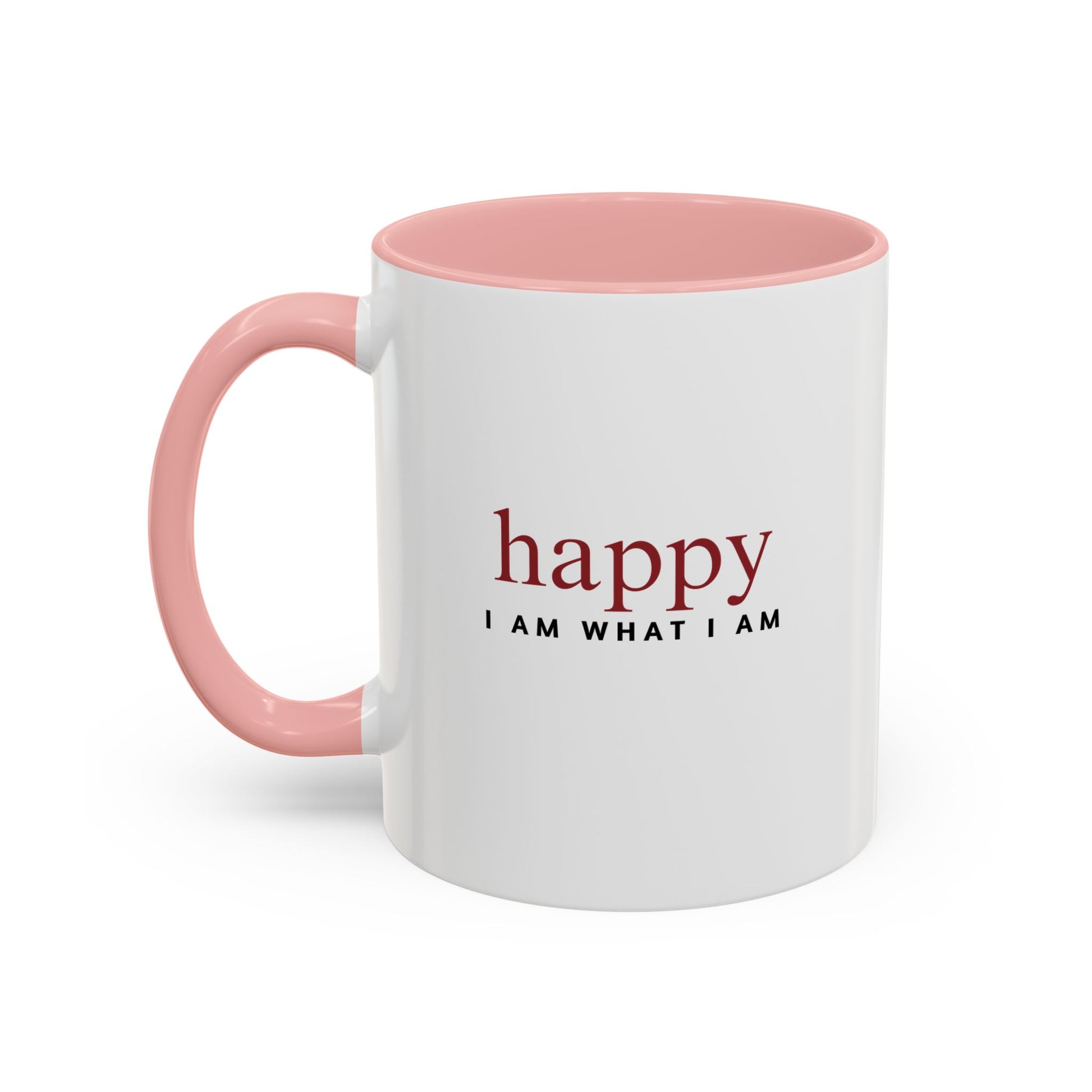 pink and white happy 11 oz mug