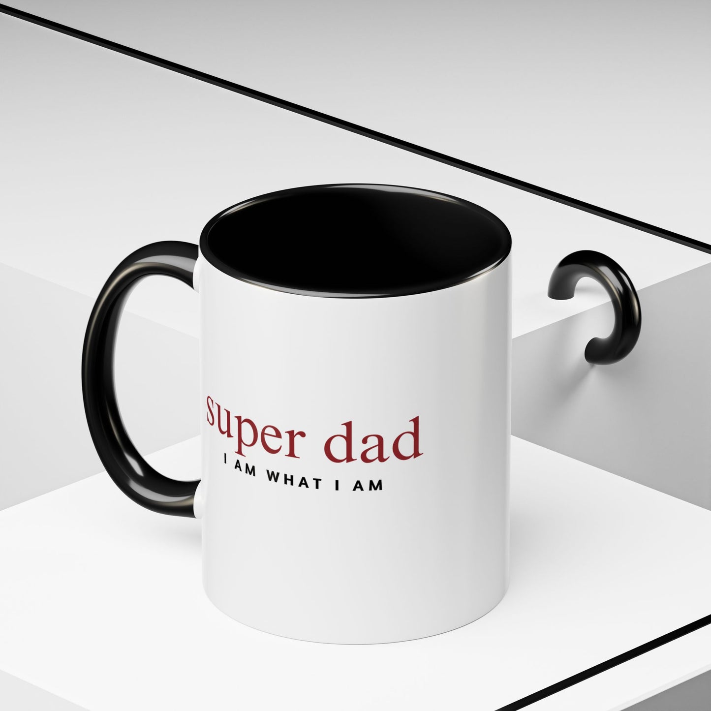 black and white super dad 11 oz mug