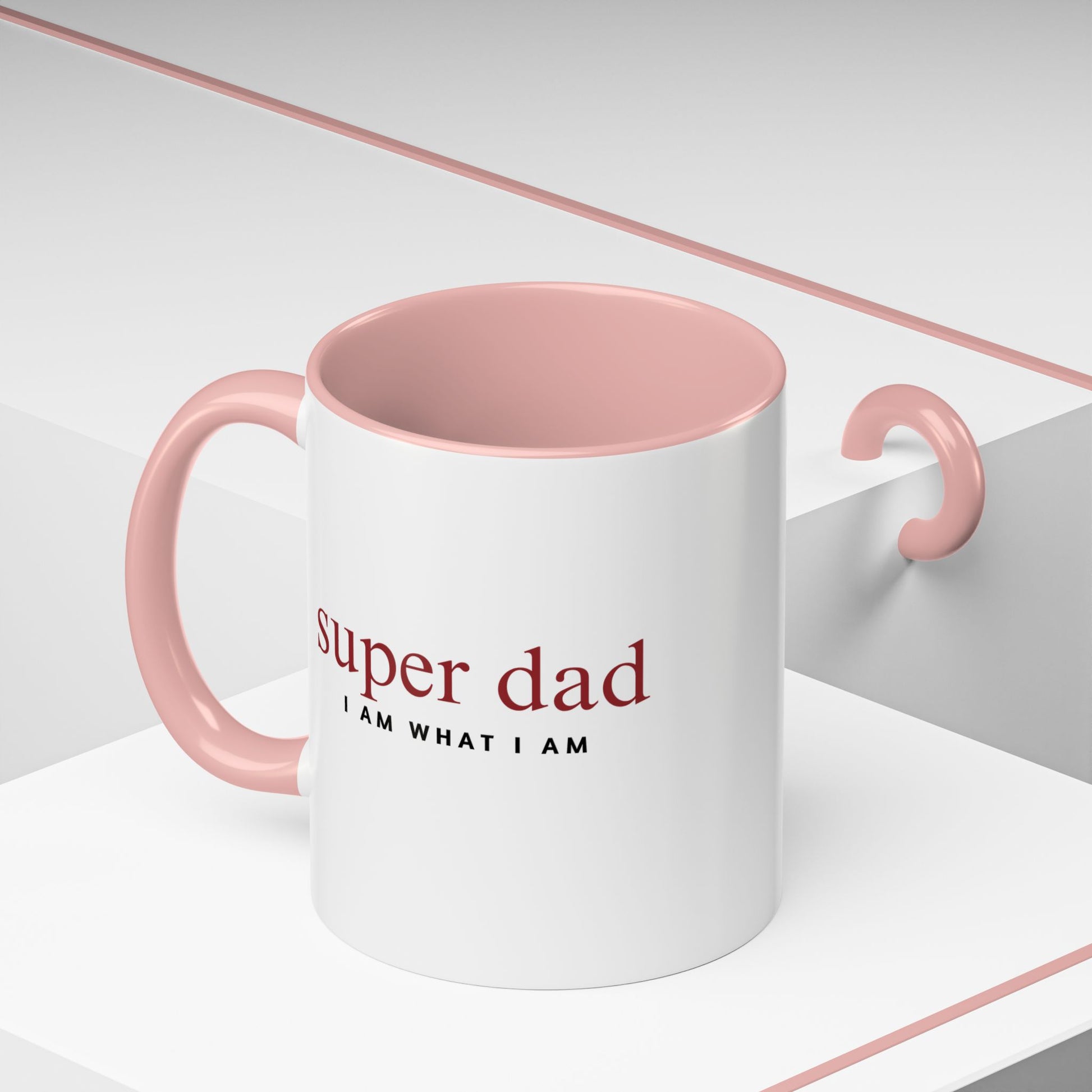 pink and white super dad 11 oz mug