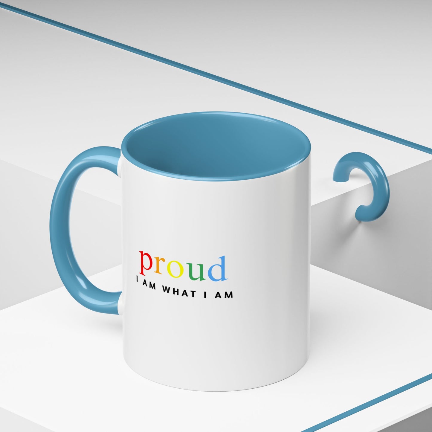 blue and white proud 11 oz mug