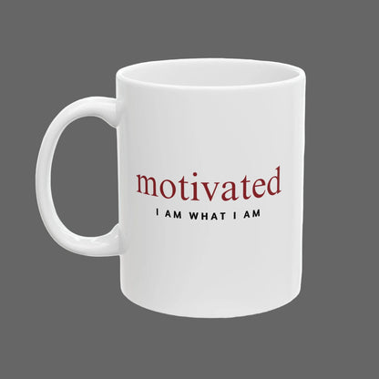 White mug with motivational text on a white background