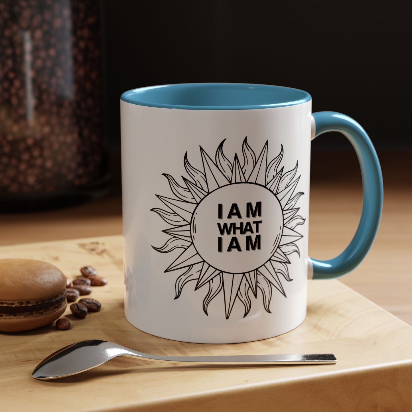 blue and white i am what i am 11 oz mug