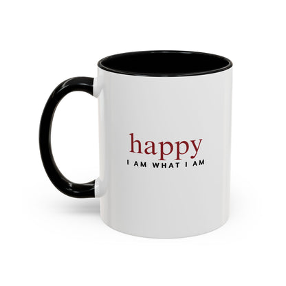 black and white happy 11 oz mug