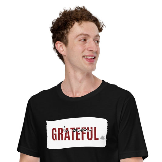 I Am Grateful Adult Unisex T-Shirt black