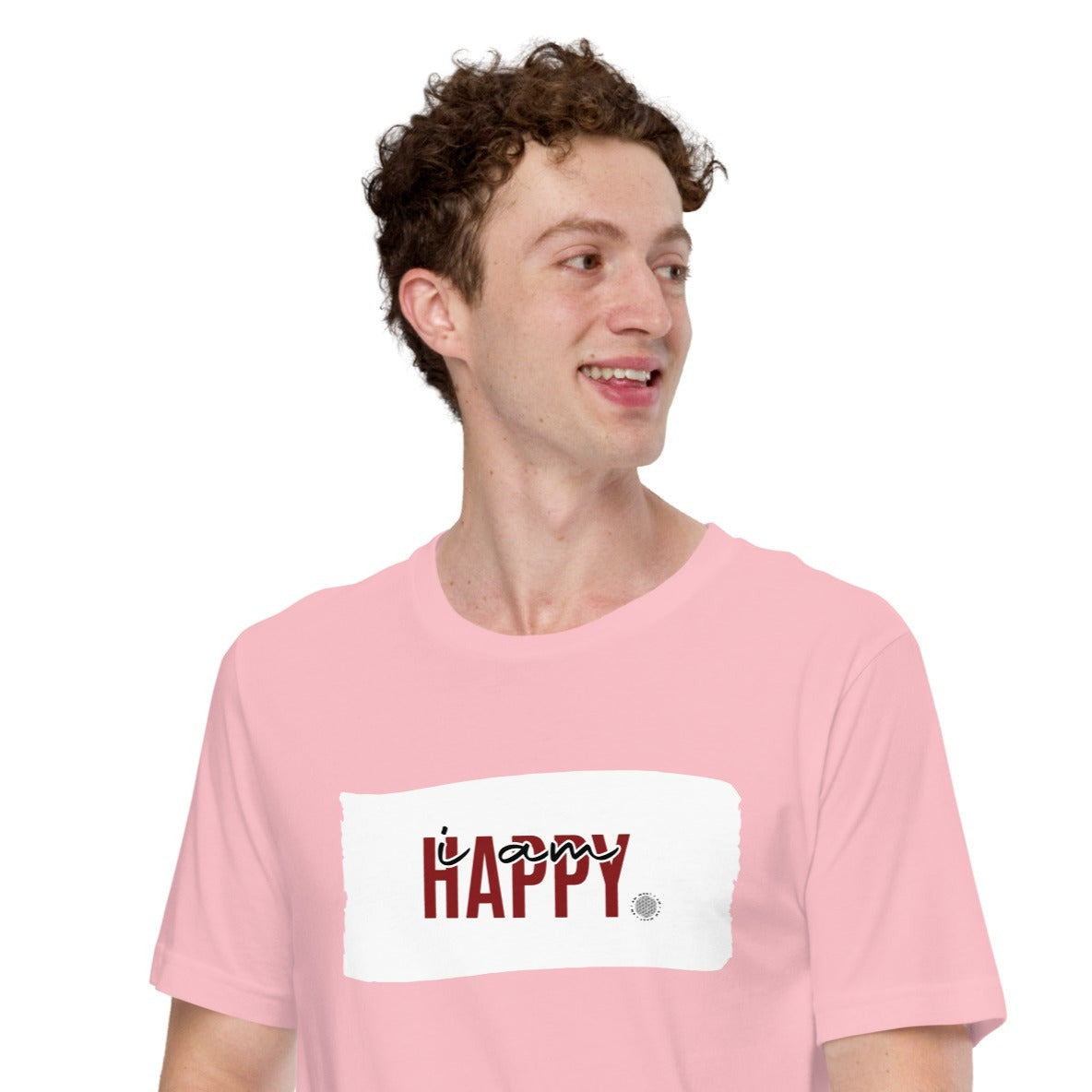 I Am Happy Adult Unisex T-Shirt pink