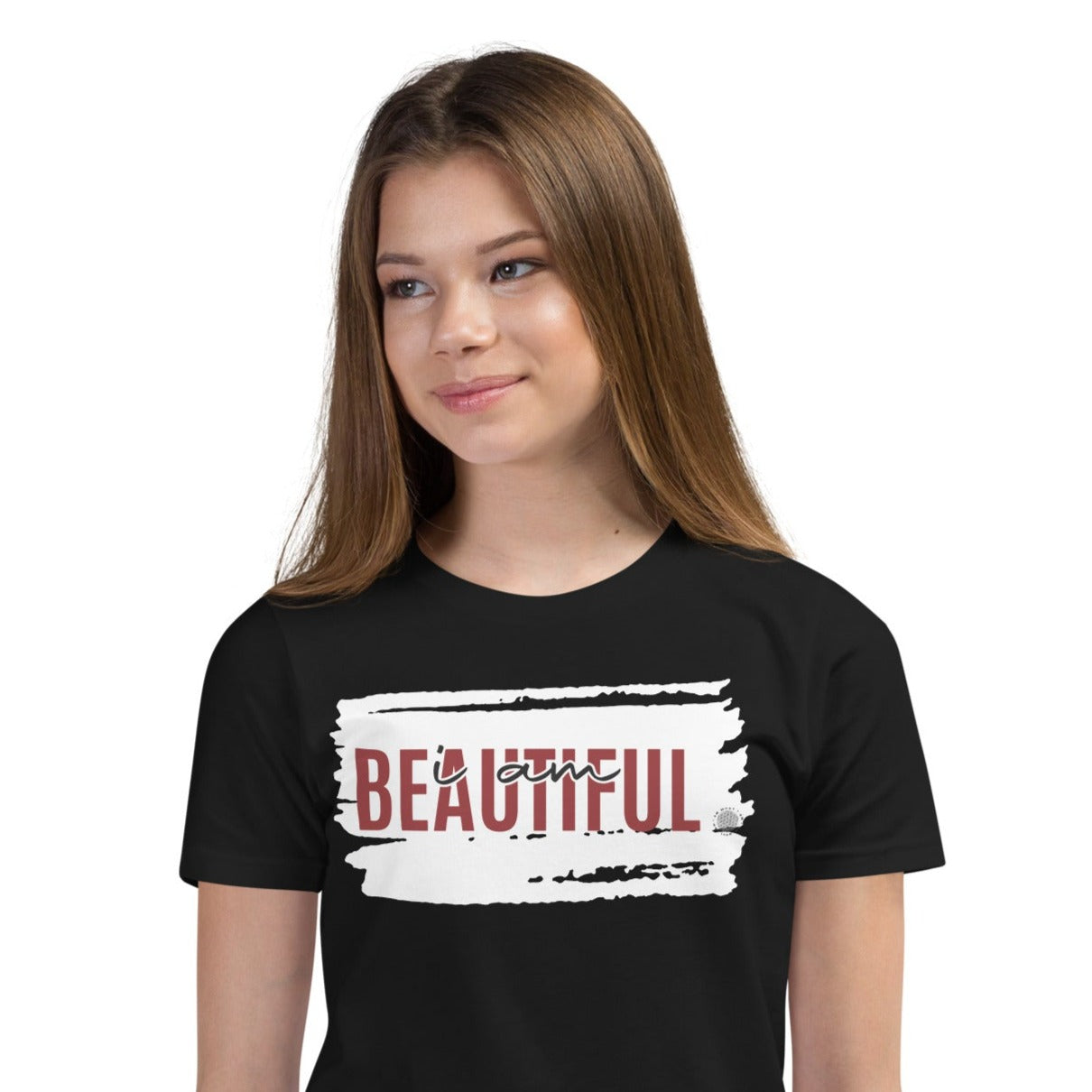 Our ‘I Am Beautiful’ affirmation youth t-shirt will compliment your son or daughter who has been a bundle of joy and beauty since birth.  Positive affirmations for students can help build their confidence.