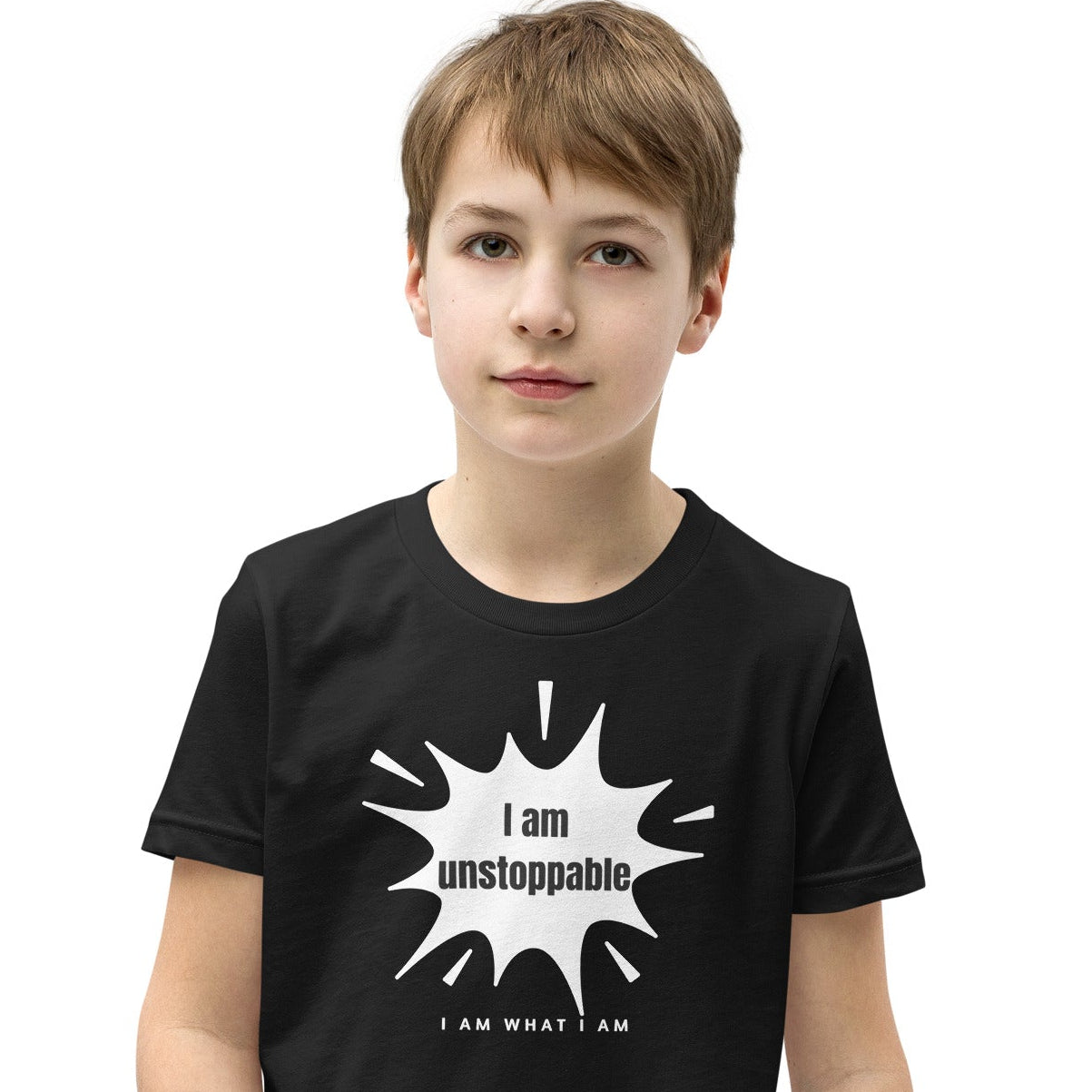 i am unstoppable youth tee black