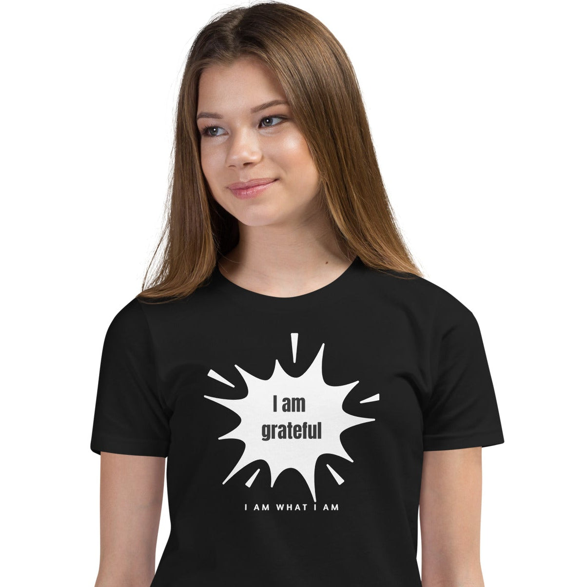 i am grateful youth tee black